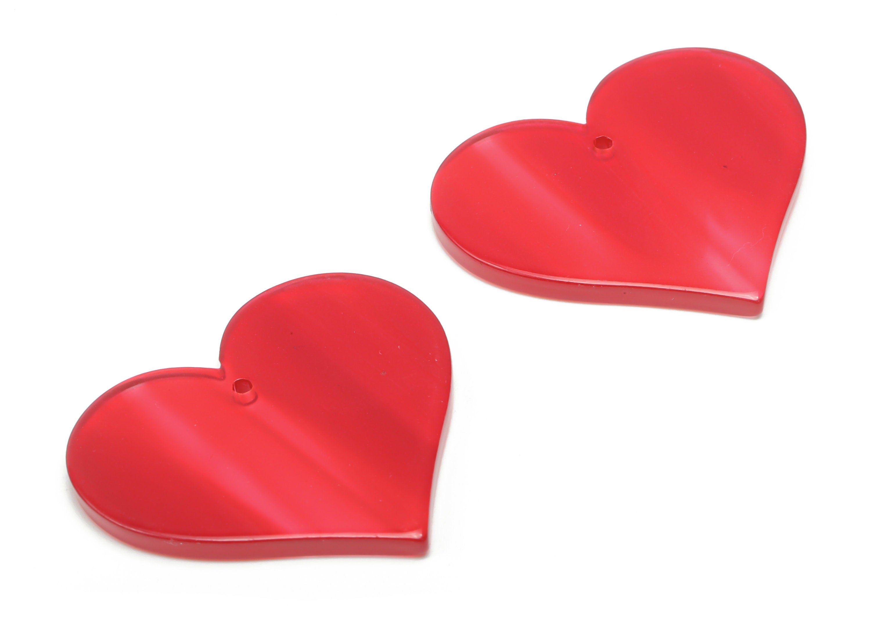 Acrylic Heart Earring Charms - Acrylic Heart Pendant - Jewelry Making Supplies - Color Code: A797 - 33.59x30.07x2.59mm - AC2392-A797 - DOMEDBAZAAR