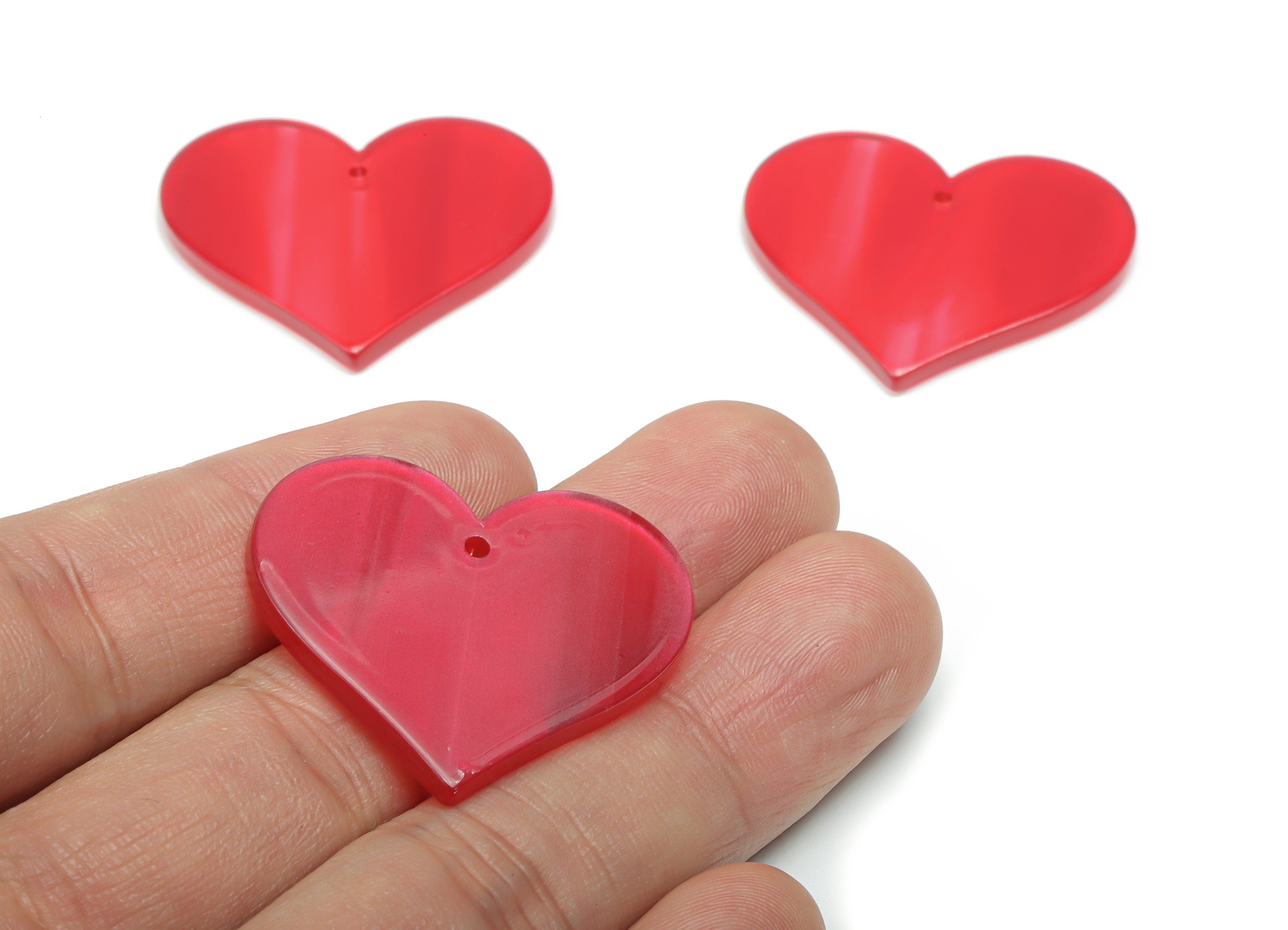 Acrylic Heart Earring Charms - Acrylic Heart Pendant - Jewelry Making Supplies - Color Code: A797 - 33.59x30.07x2.59mm - AC2392-A797 - DOMEDBAZAAR