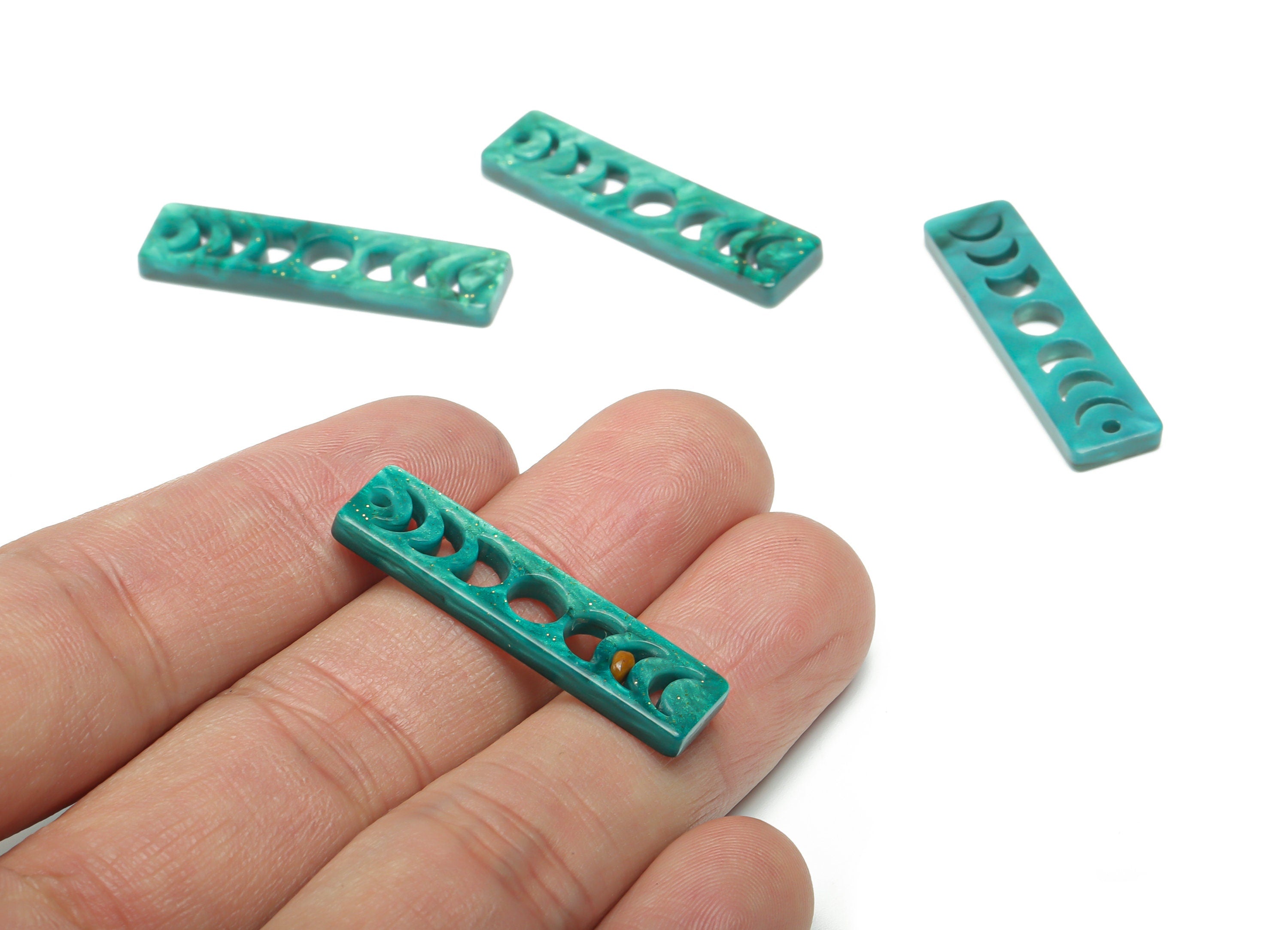 Acrylic Rectangle Earring Charms - Acrylic Phases of Moon Pendant - Jewelry Supplies - Color Code: A807 - 29.72x29.68x2.57mm - AC2398-A807 - DOMEDBAZAAR