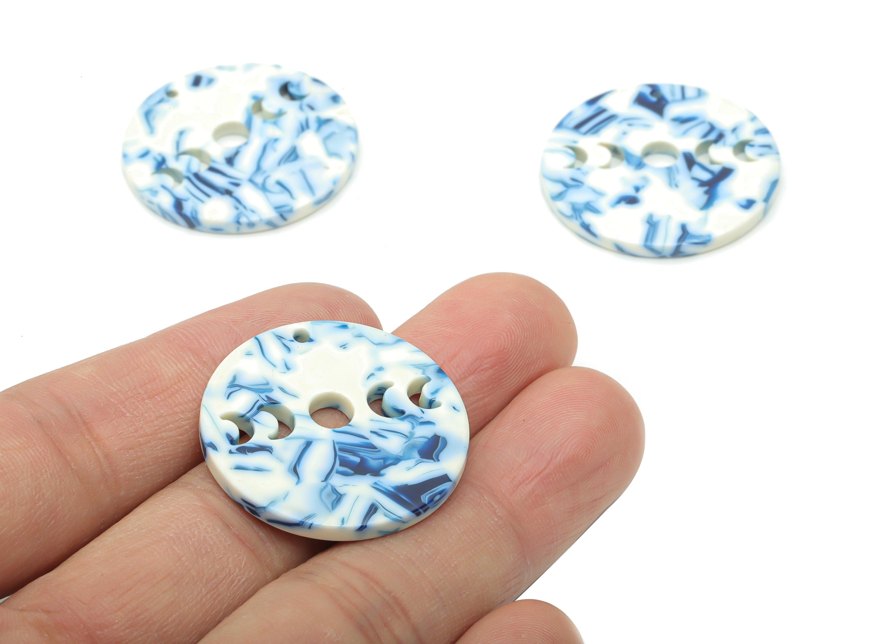 Acetate Round Earring Charms - Acetate Phases of Moon Pendant - Jewelry Making Supplies - Color Code: A806 - 29.89x29.73x2.5mm - AC2393-A806 - DOMEDBAZAAR