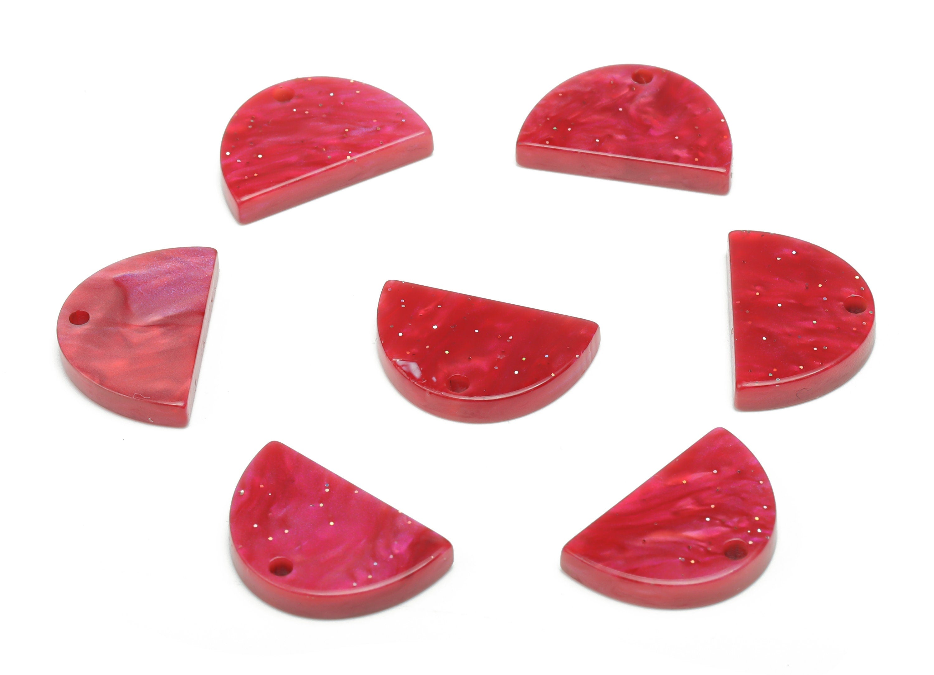 Acrylic D Semicircle Earring Charms - Acrylic Half Moon Pendant - Jewelry Making Supplies - Color Code: A799 - 18.3x11.9x2.9mm - AC2400-A799 - DOMEDBAZAAR