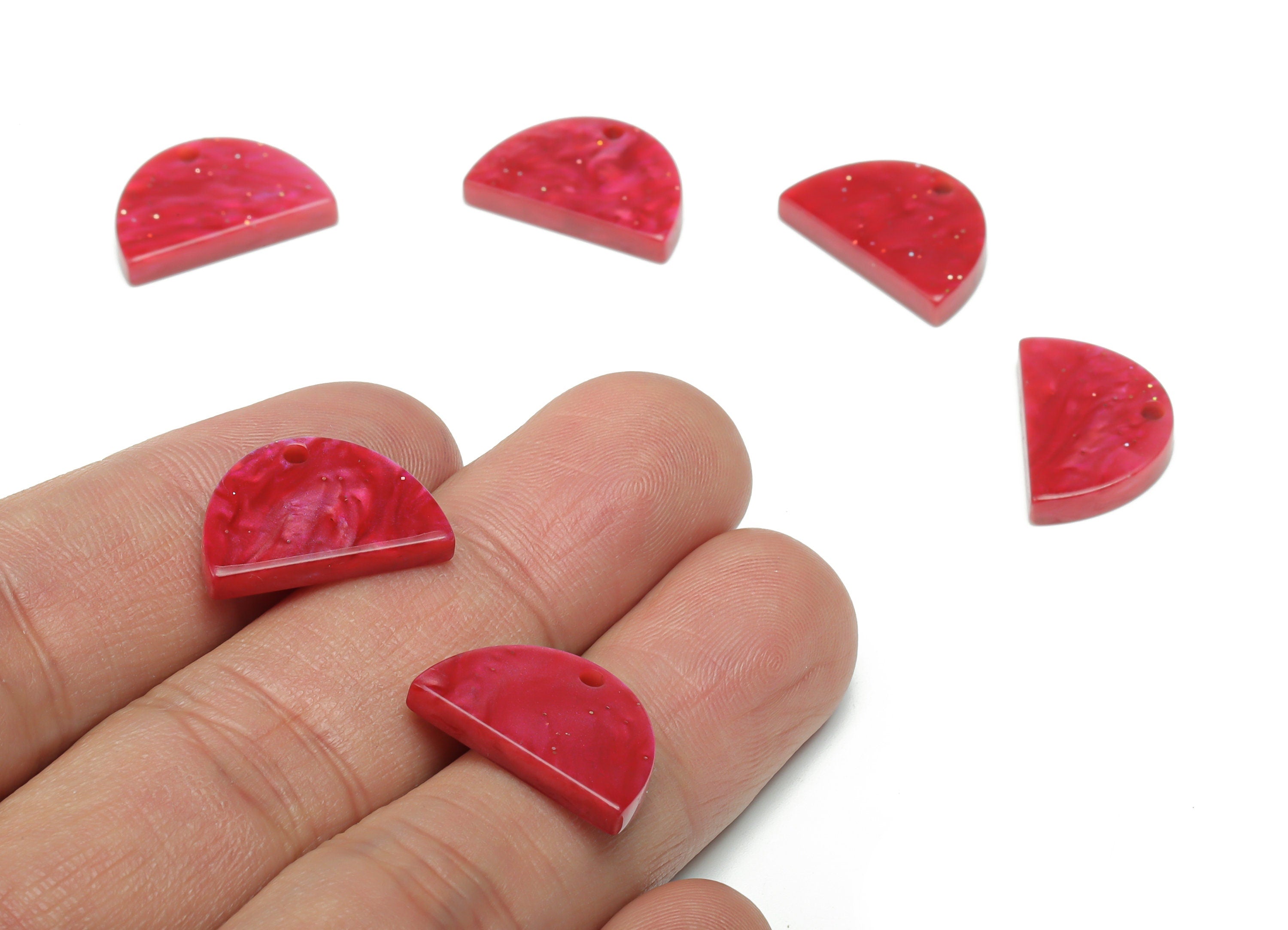 Acrylic D Semicircle Earring Charms - Acrylic Half Moon Pendant - Jewelry Making Supplies - Color Code: A799 - 18.3x11.9x2.9mm - AC2400-A799 - DOMEDBAZAAR