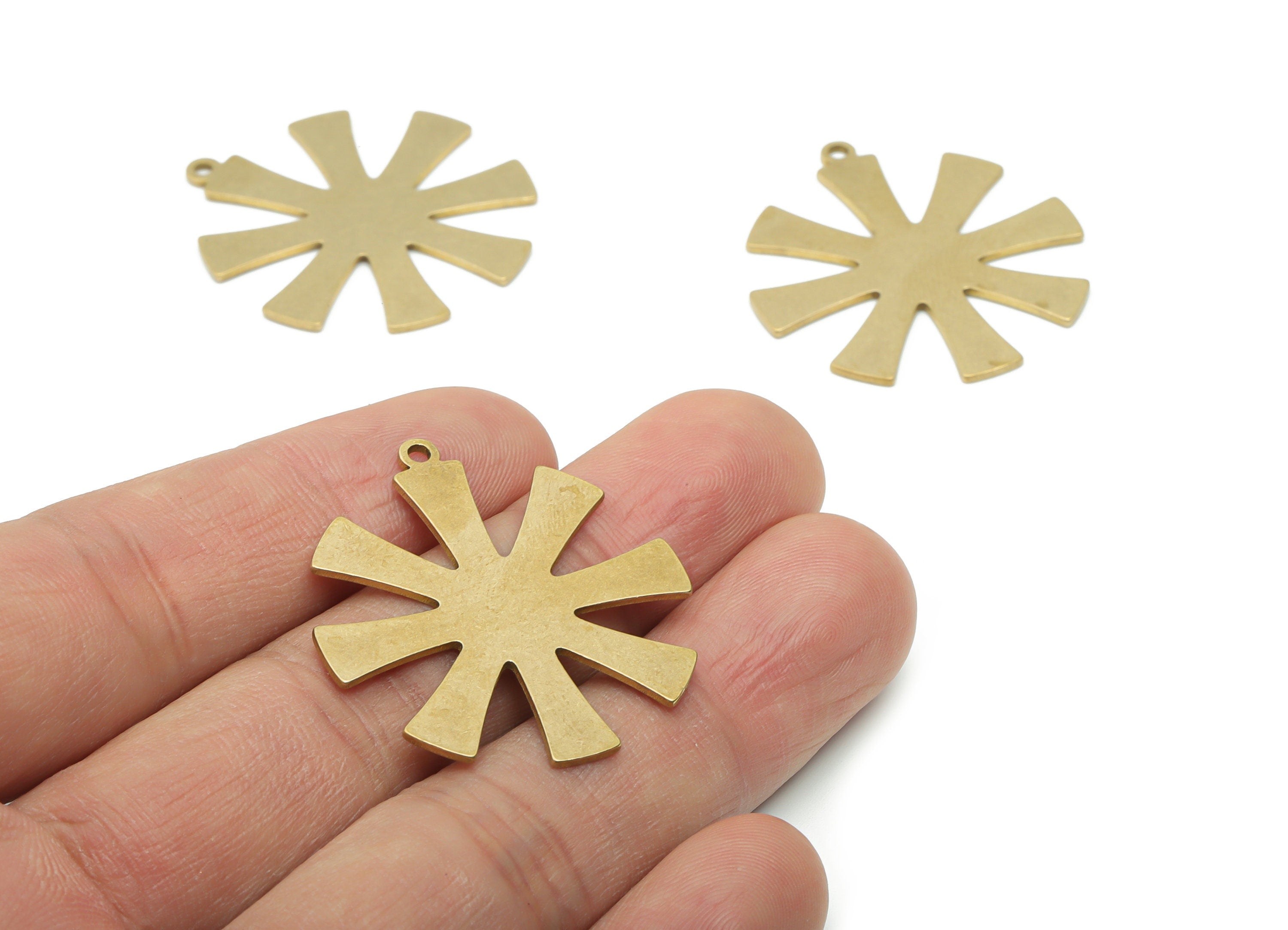 Personalized stamping blank - Brass Sun Earring Charms - Raw Brass Sun Pendant - Jewelry Making Supplies - 34.79x31.87x0.87mm - PPA1758 - DOMEDBAZAAR