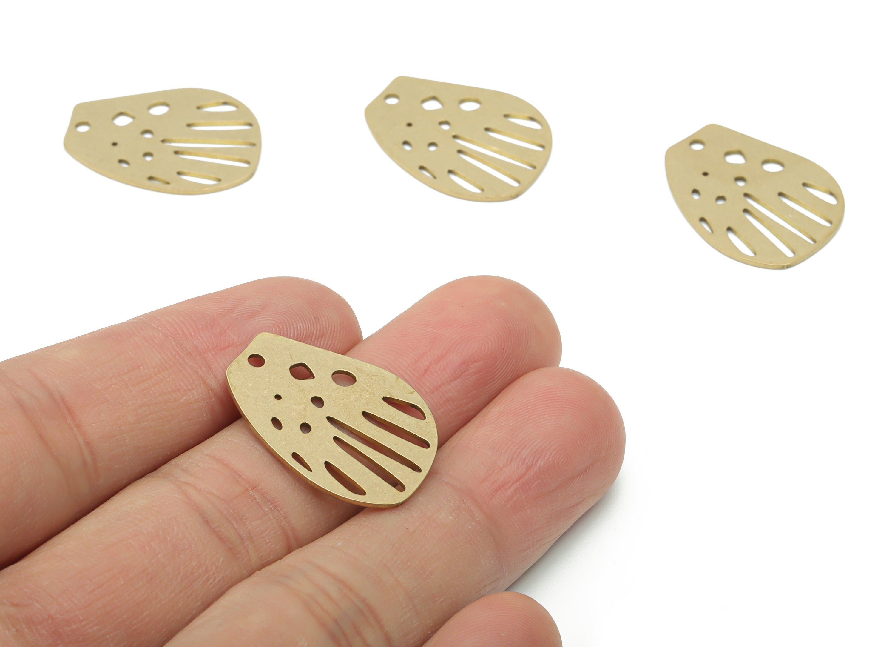 Brass Geometry Earring Charms - Raw Brass Irregular Pendant - Jewelry Making Supplies - 24.86x18.88x0.77mm - PPZ0151 - DOMEDBAZAAR