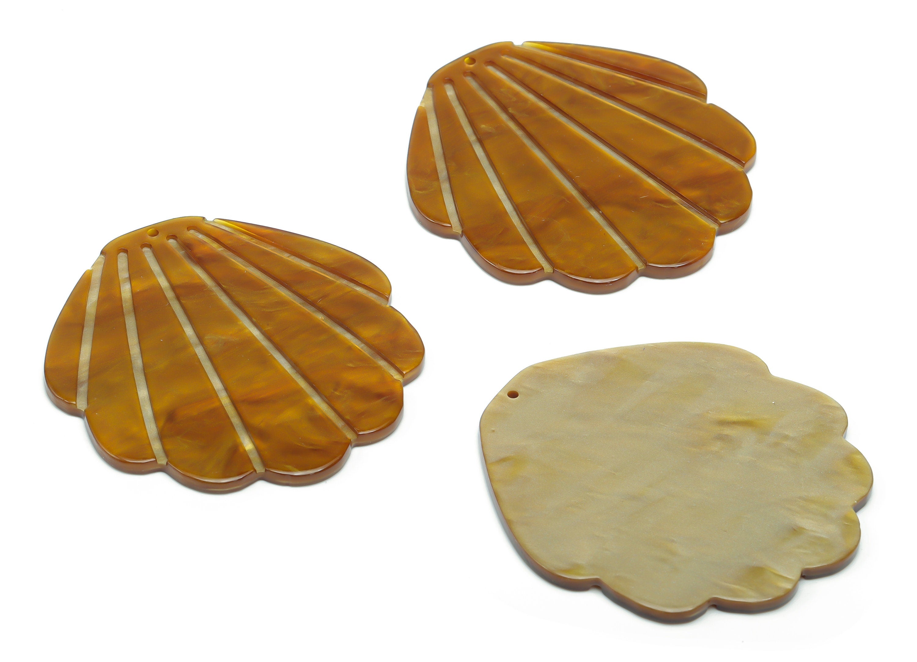 Acrylic Shell Earring Charms - Acrylic Shell Pendant - Jewelry Making Supplies - Color Code: A796 - 50.15x47.94x2.3mm - AC2388-A796 - DOMEDBAZAAR