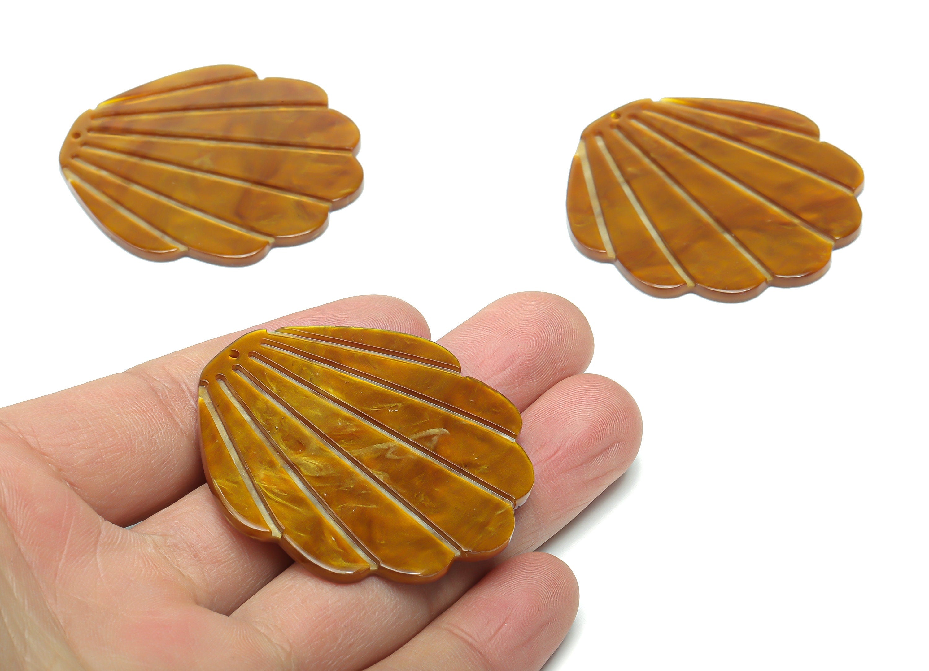 Acrylic Shell Earring Charms - Acrylic Shell Pendant - Jewelry Making Supplies - Color Code: A796 - 50.15x47.94x2.3mm - AC2388-A796 - DOMEDBAZAAR