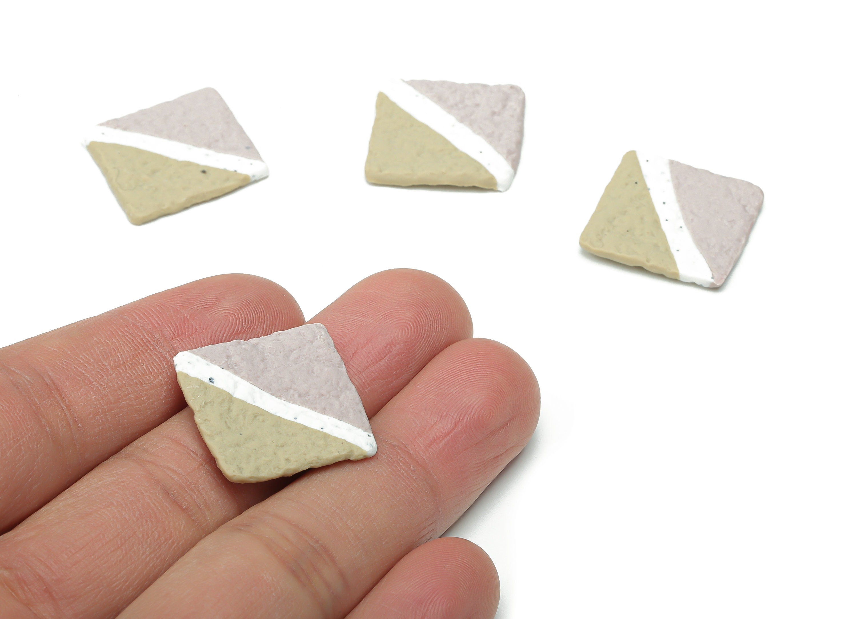 Polymer Clay Hammered Square Earring Charms - Polymer Clay Square Pandant - Jewelry Handmade Making - 20.68x20.68x2.4mm - PC2321 - DOMEDBAZAAR