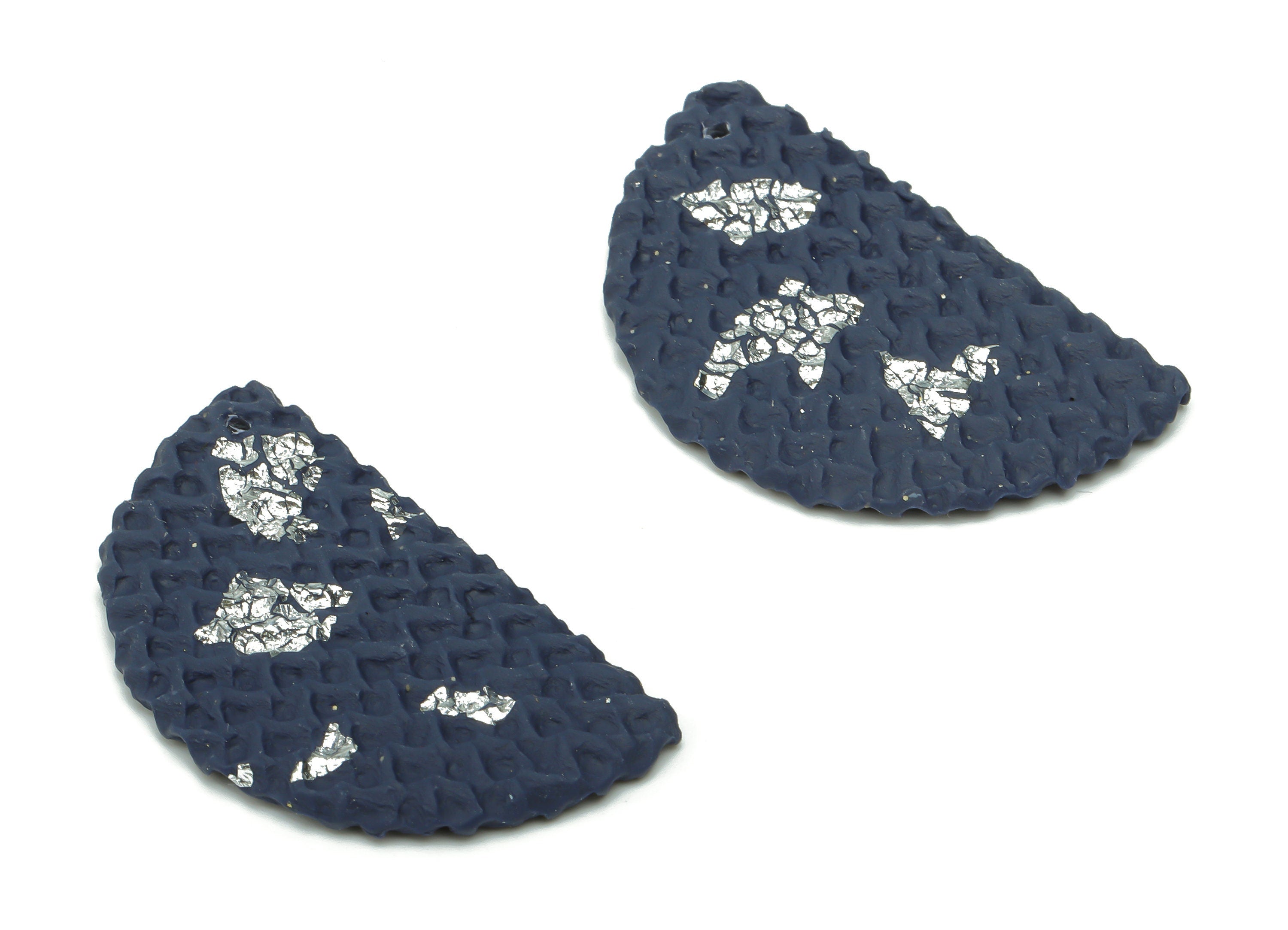 Polymer Clay Waves Semicircle Earring Charms - Polymer Clay Half Moon Pandant - Jewelry Handmade Making - 36.83x23.07x2.6mm - PC2323 - DOMEDBAZAAR