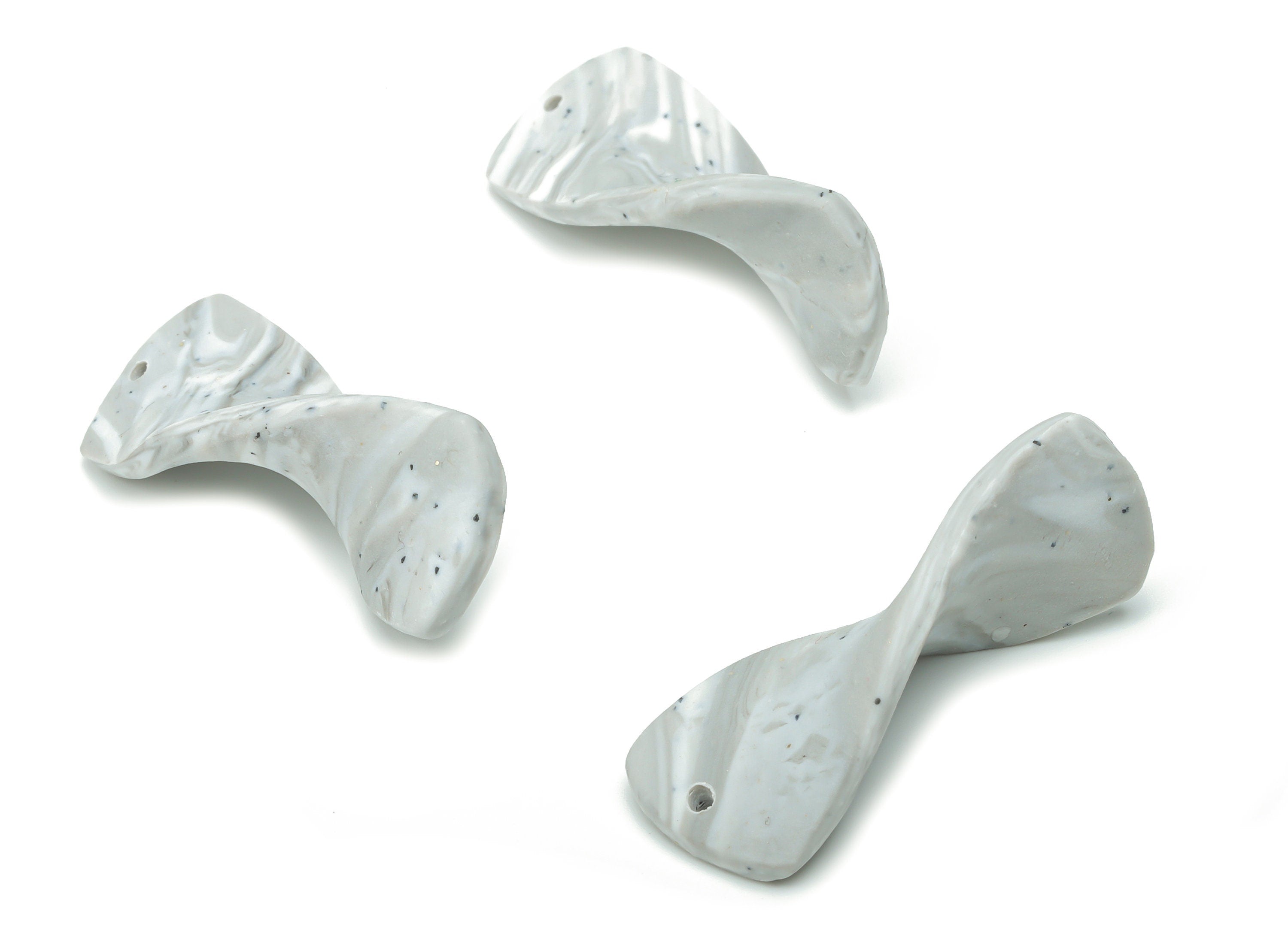 Polymer Clay Fusilli Wave Knot Earring Charms - Polymer Clay Wave Knot Pandant - Jewelry Handmade Making - 31.86x13.18x2.59mm - PC2313 - DOMEDBAZAAR