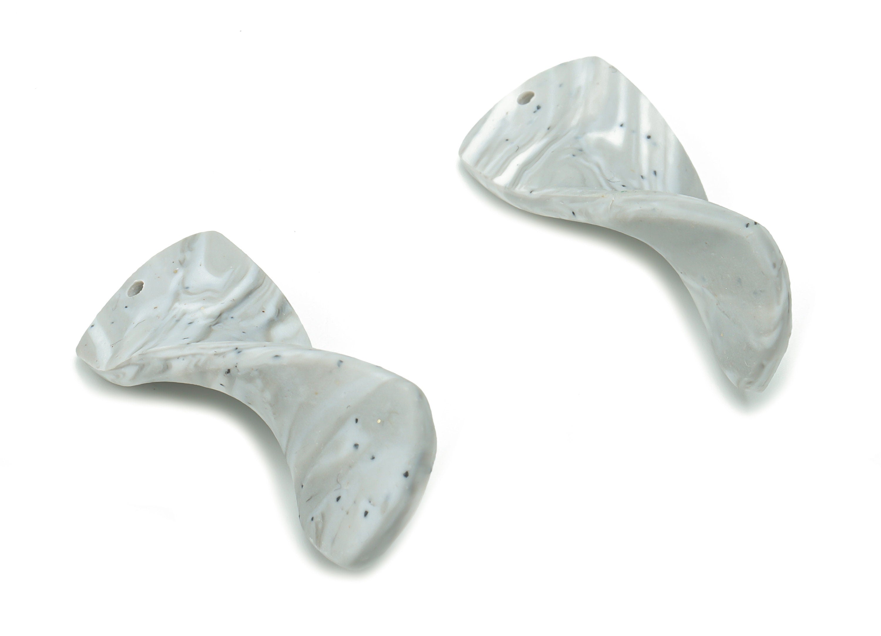 Polymer Clay Fusilli Wave Knot Earring Charms - Polymer Clay Wave Knot Pandant - Jewelry Handmade Making - 31.86x13.18x2.59mm - PC2313 - DOMEDBAZAAR