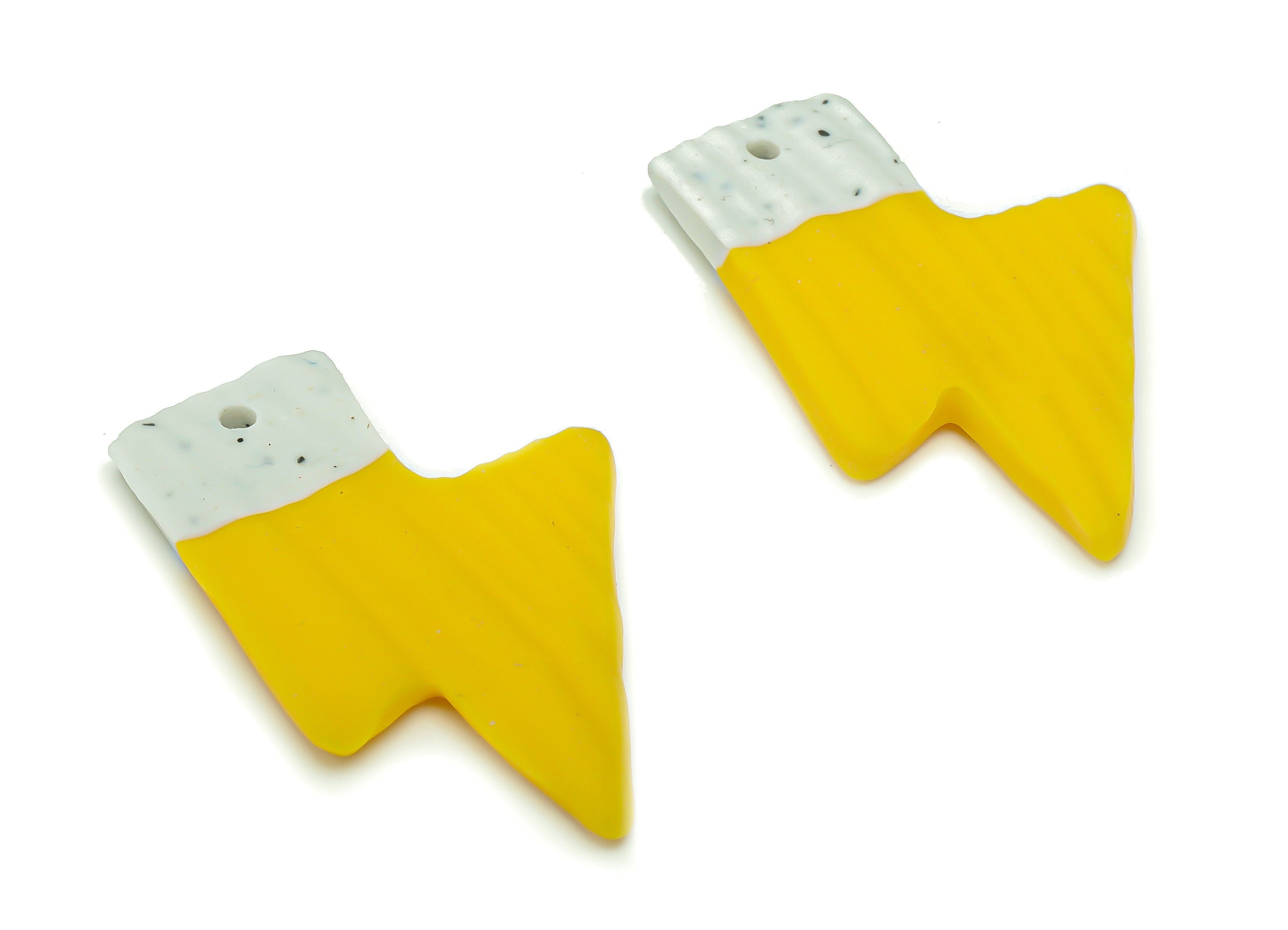 Polymer Clay Thunderbolt Lightning Earring Charms - Polymer Clay Lightning Pandant - Jewelry Handmade Making - 28.8x18.57x2.43mm - PC2325 - DOMEDBAZAAR