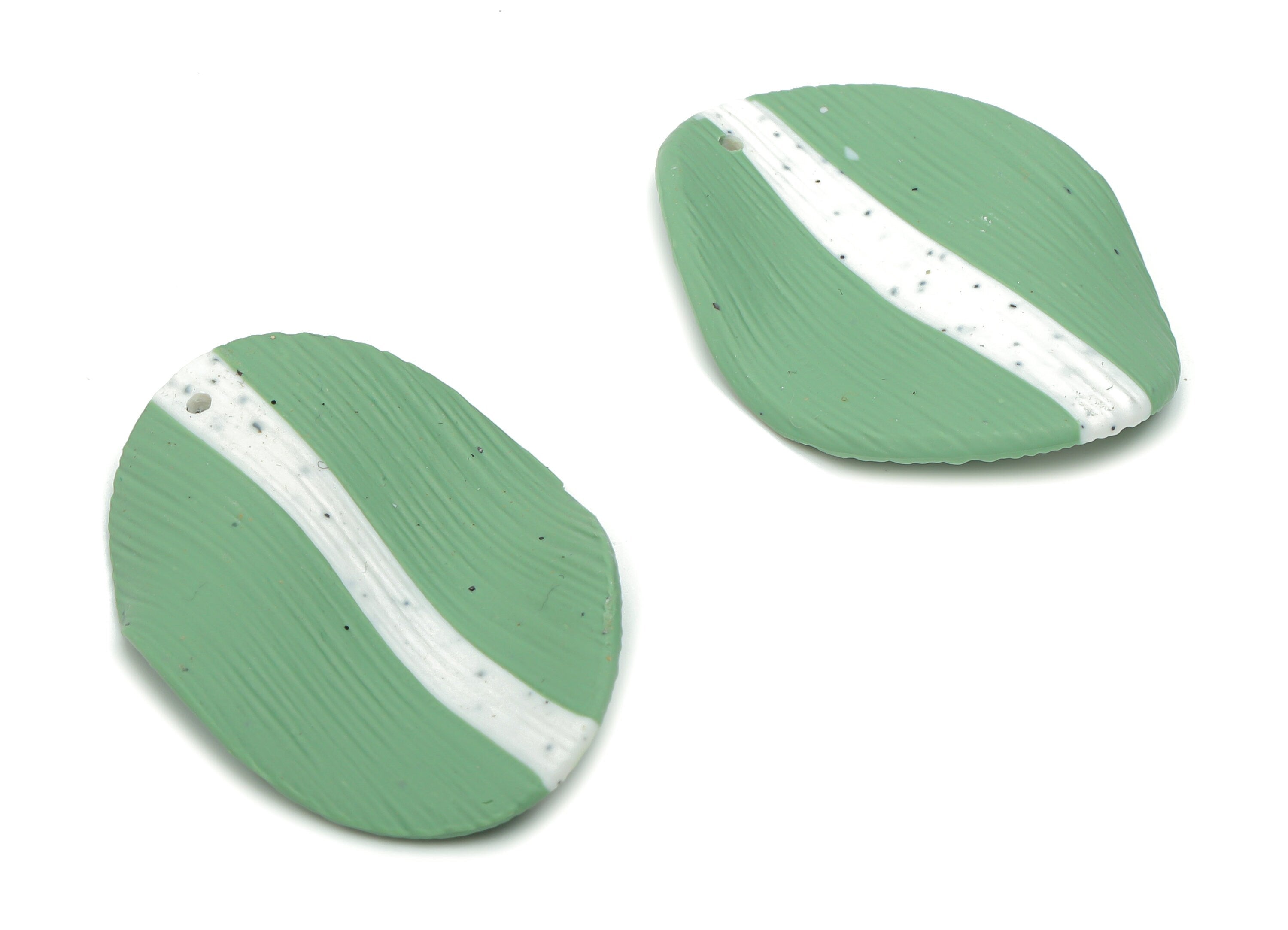 Polymer Clay Wave Oval Earring Charms - Polymer Clay Oval Wave Pandant - Jewelry Handmade Making - 36.04x26.37x1.81mm - PC2309 - DOMEDBAZAAR