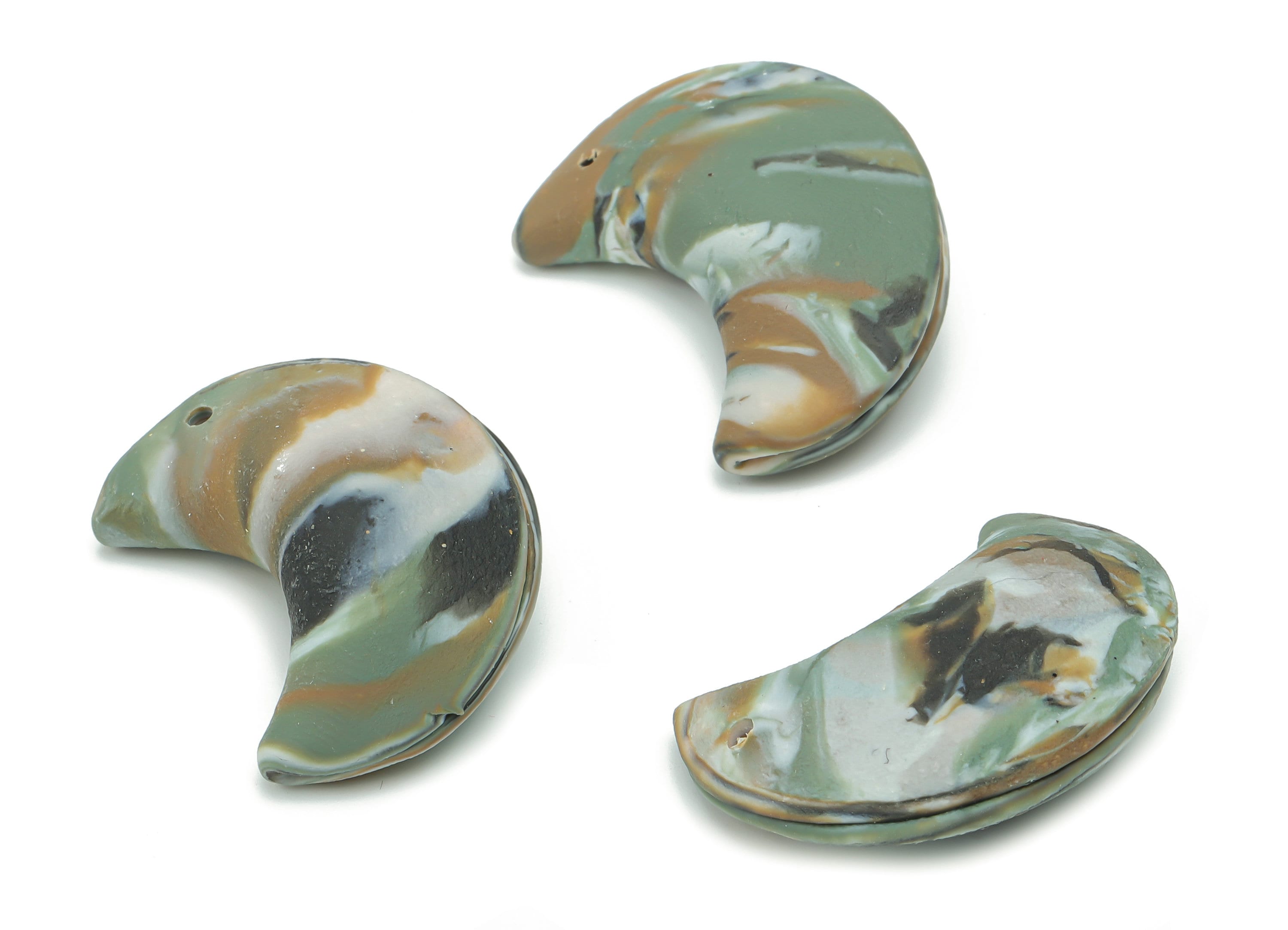Polymer Clay Crescent Earring Charms - Polymer Clay Moon Pandant - Jewelry Handmade Making - 27.76x21.11x11.41mm - PC2330 - DOMEDBAZAAR
