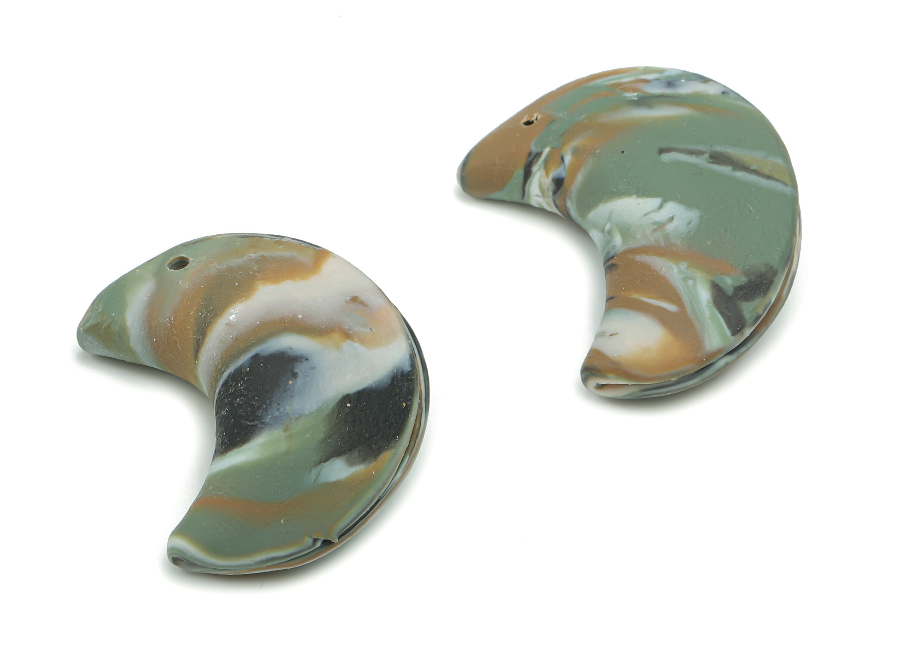 Polymer Clay Crescent Earring Charms - Polymer Clay Moon Pandant - Jewelry Handmade Making - 27.76x21.11x11.41mm - PC2330 - DOMEDBAZAAR