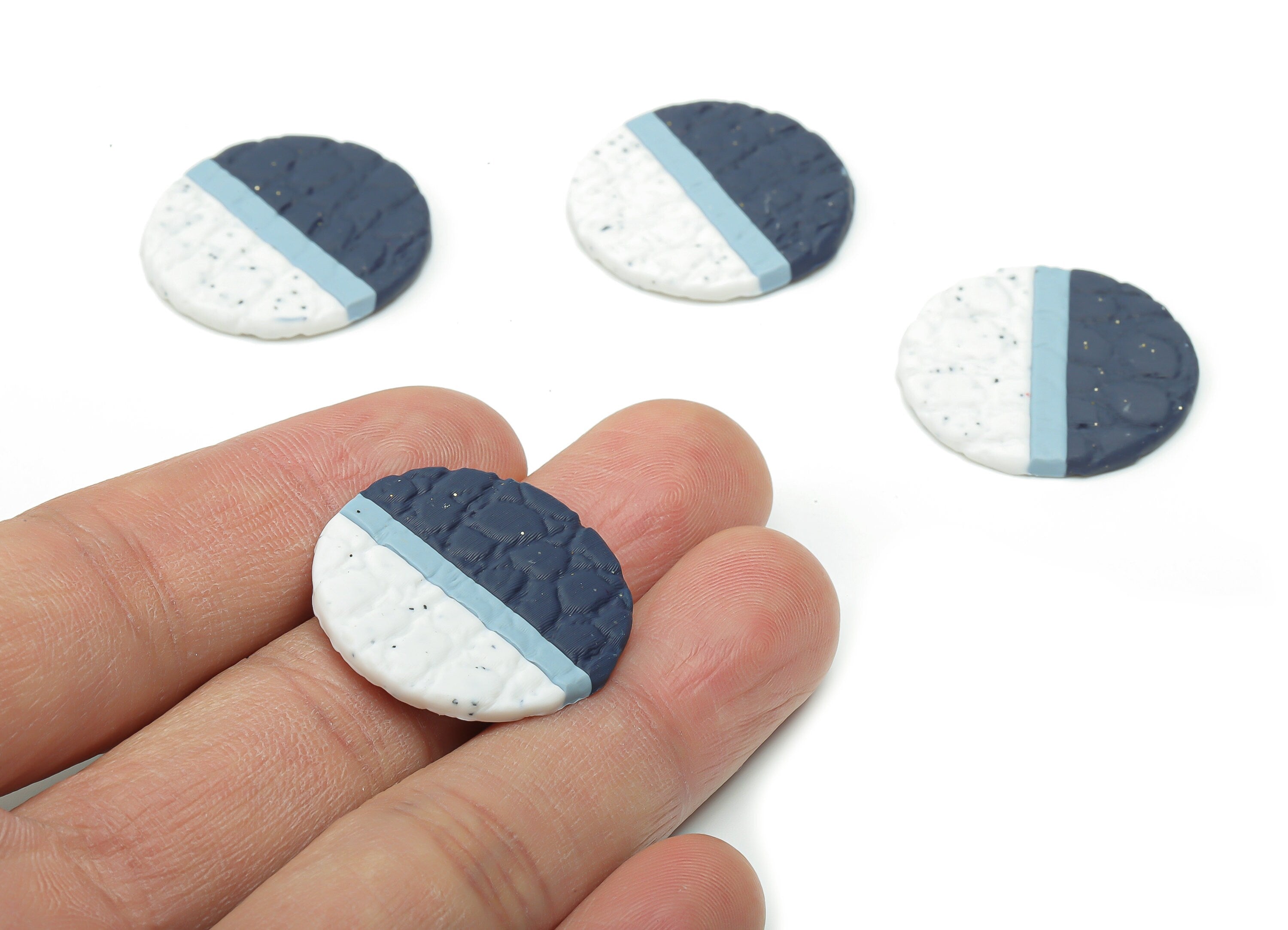 Polymer Clay Round Earring Charms - Polymer Clay Circle Pandant - Jewelry Handmade Making - 27.34x26.68x2.5mm - PC2319 - DOMEDBAZAAR