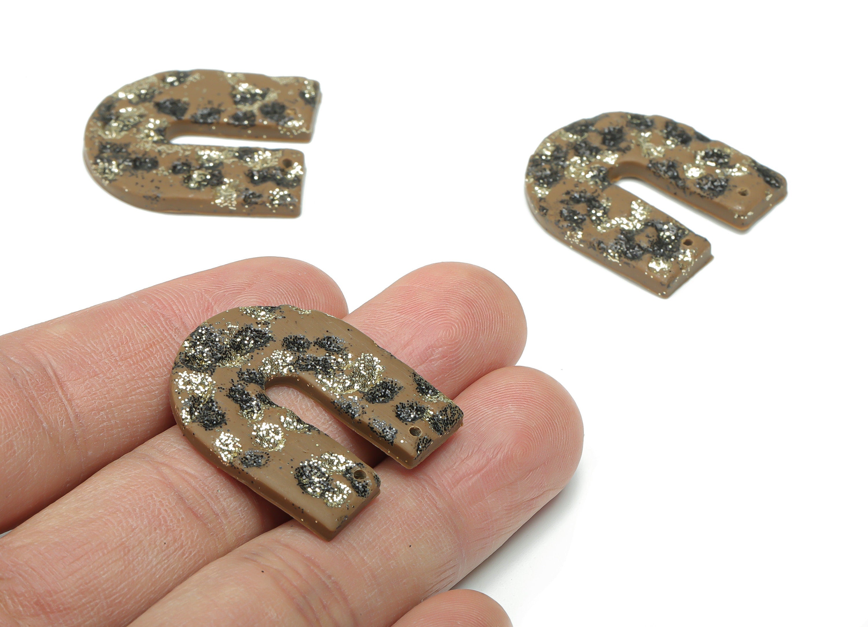 Polymer Clay Domed U Earring Connector - Polymer Clay Geometry Charms and Pandant - Jewelry Handmade Making - 29.66x26.15x3.06mm - PC2329 - DOMEDBAZAAR