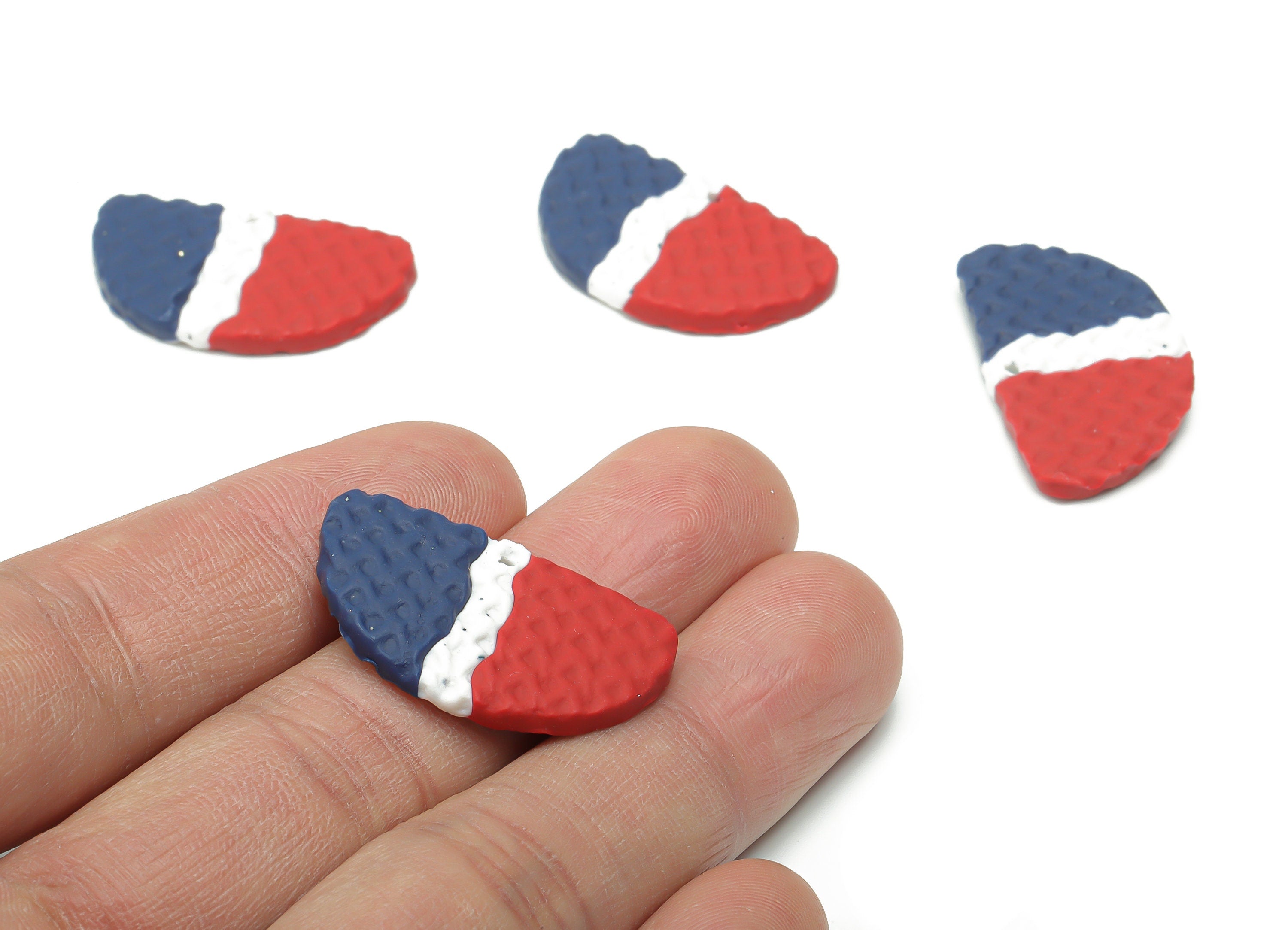 Polymer Clay France Waves Semicircle Earring Charms - Polymer Clay Half Moon Pandant - Jewelry Handmade Making - 30.53x18.66x3.1mm - PC2324 - DOMEDBAZAAR