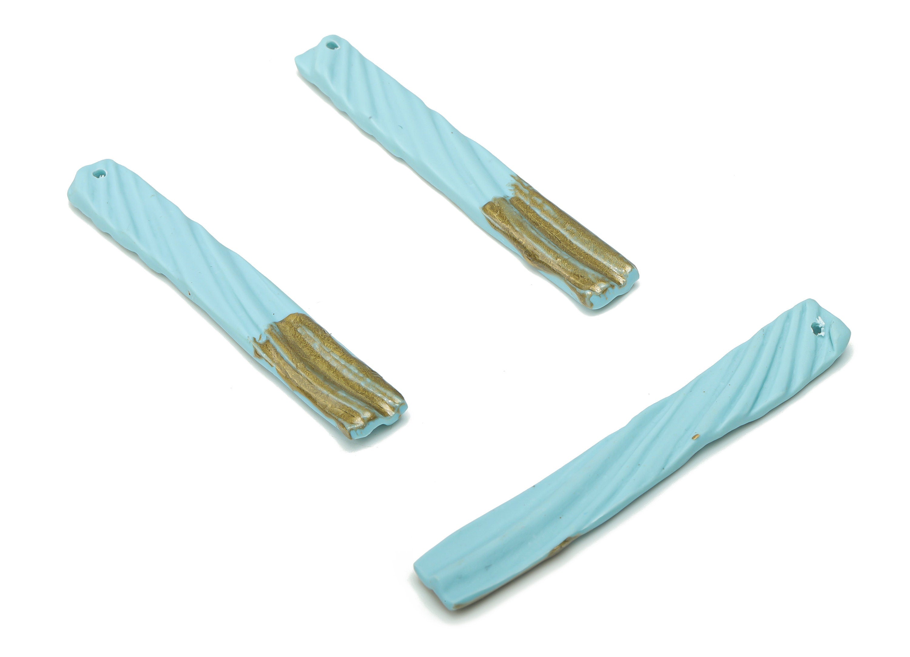 Polymer Clay Long Stick Earring Charms - Polymer Clay Rectangle Pandant - Jewelry Handmade Making - 55.78x7.72x2.75mm - PC2316 - DOMEDBAZAAR