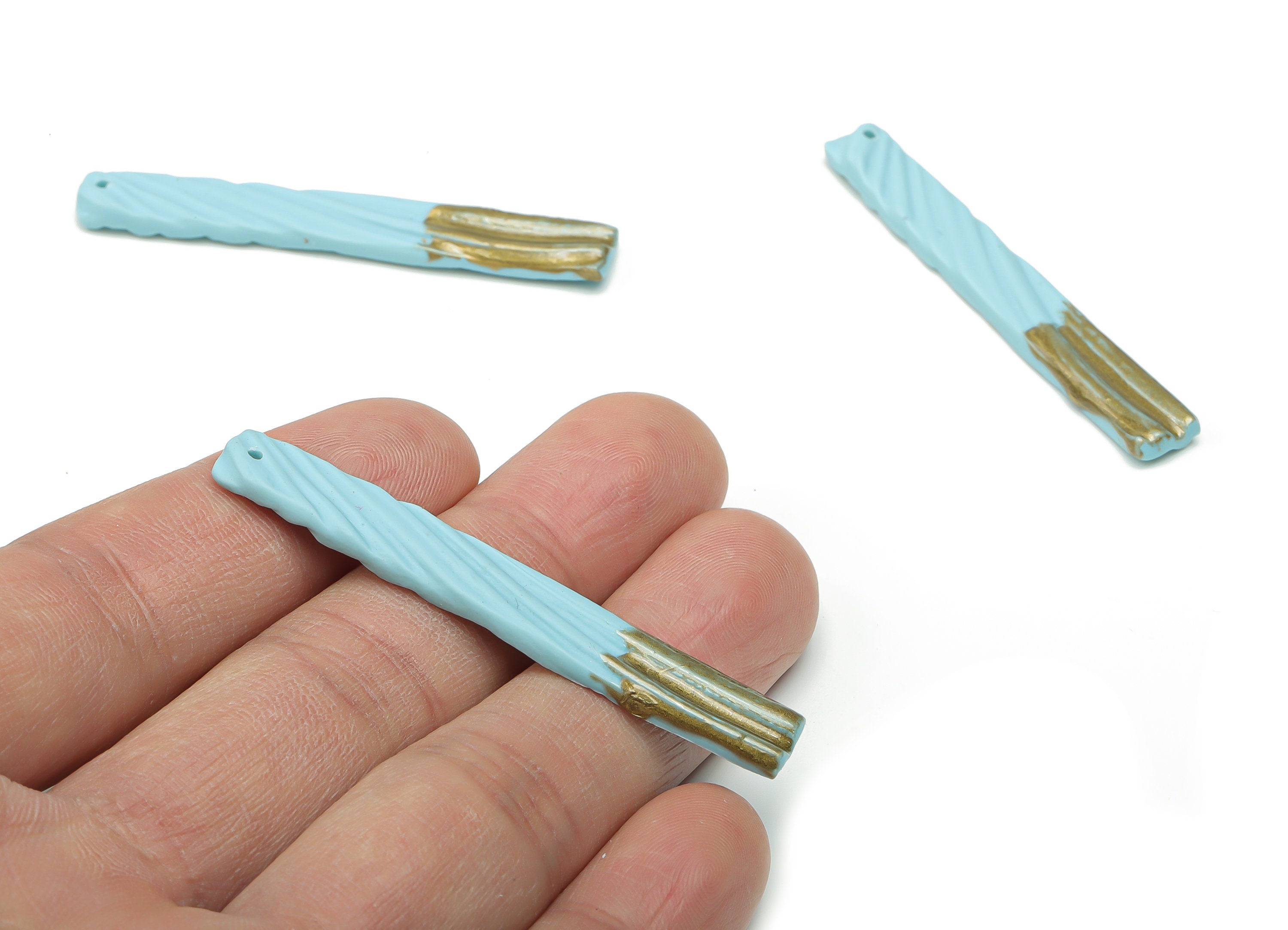 Polymer Clay Long Stick Earring Charms - Polymer Clay Rectangle Pandant - Jewelry Handmade Making - 55.78x7.72x2.75mm - PC2316 - DOMEDBAZAAR