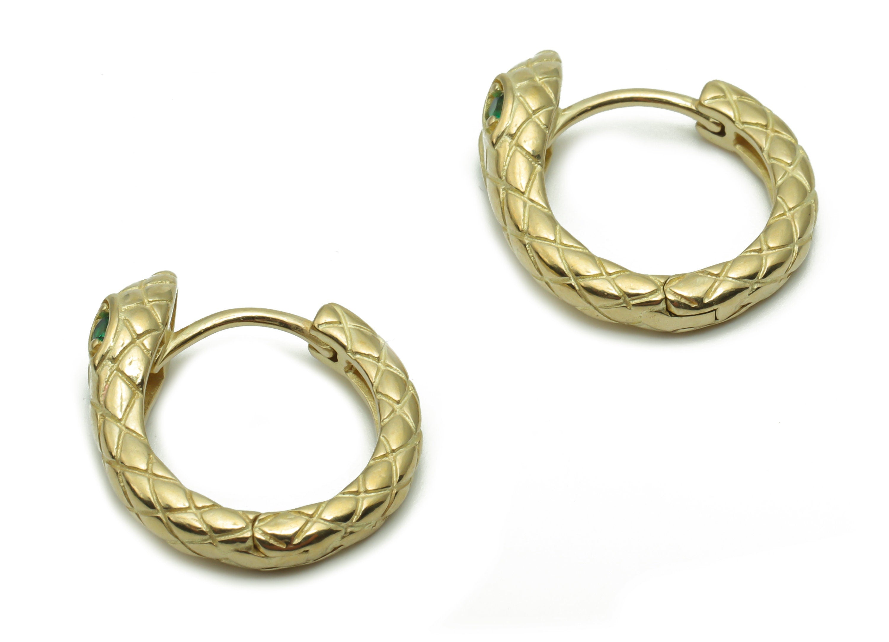 Brass Round Snake Hoop Earring - Dainty Snake Circle Huggies withOpen Ring - Zircon Small Hoop Earrings - 16.21x15.67x2.25mm - PP4944 - DOMEDBAZAAR