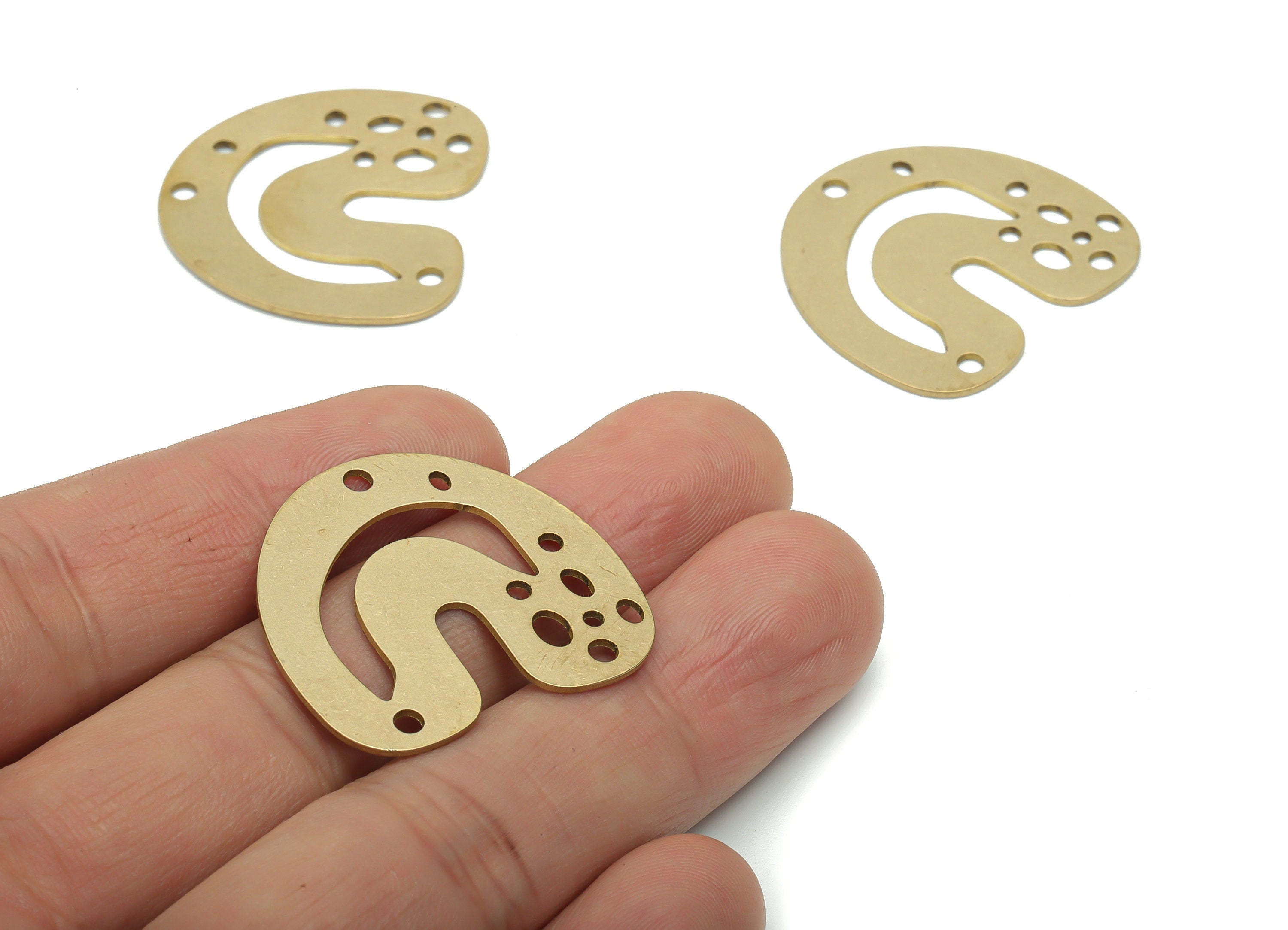 Brass Bubble Domed Earring Connector - Raw Brass Bubble U Charms and Pendant - DIY Jewelry Making Supplies - 29.92x28.07x0.74mm - PPZ0150 - DOMEDBAZAAR