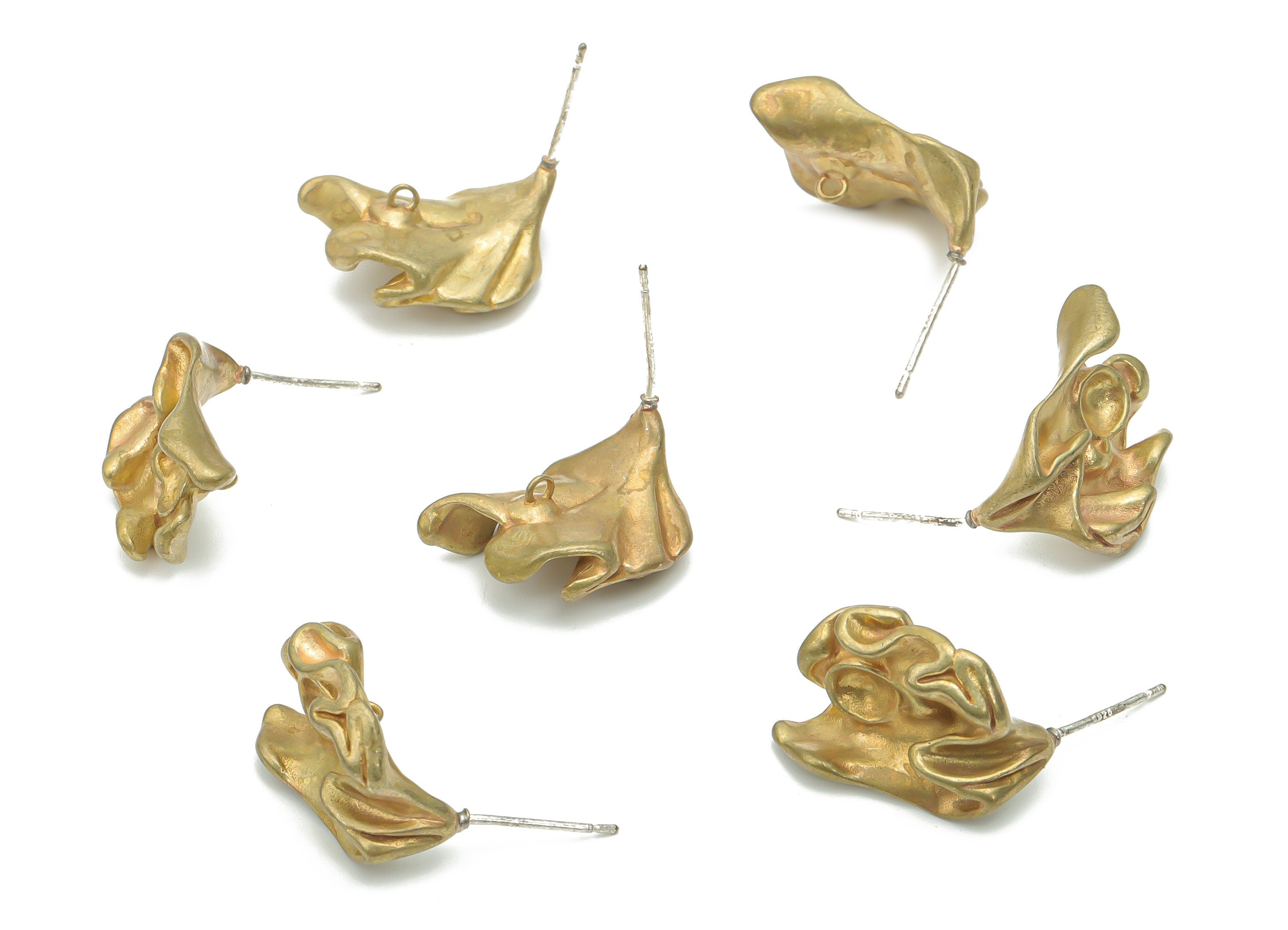 Brass Irregular Earring Stud - Raw Brass Leaf Earring Post - Silver Plated Brass Stud - Jewelry Supplies - 19.06x15.28x4.66mm - PP5107 - DOMEDBAZAAR