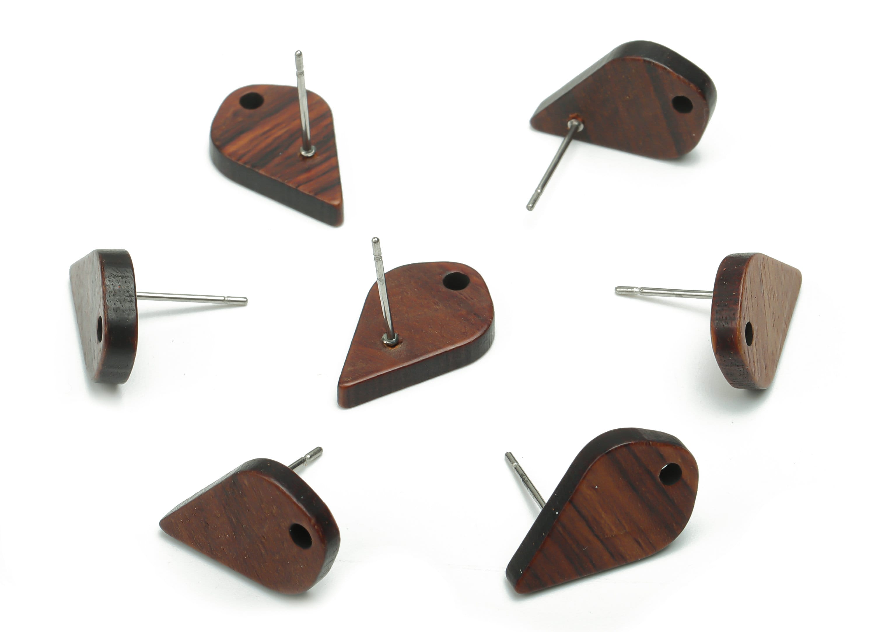 Natural Wood Teardrop Earring Stud - Drop Earring Post - 316 Surgical Stainless Steel - Jewelry Supplies - 17.63x11.24x2.65mm - BB1168 - DOMEDBAZAAR