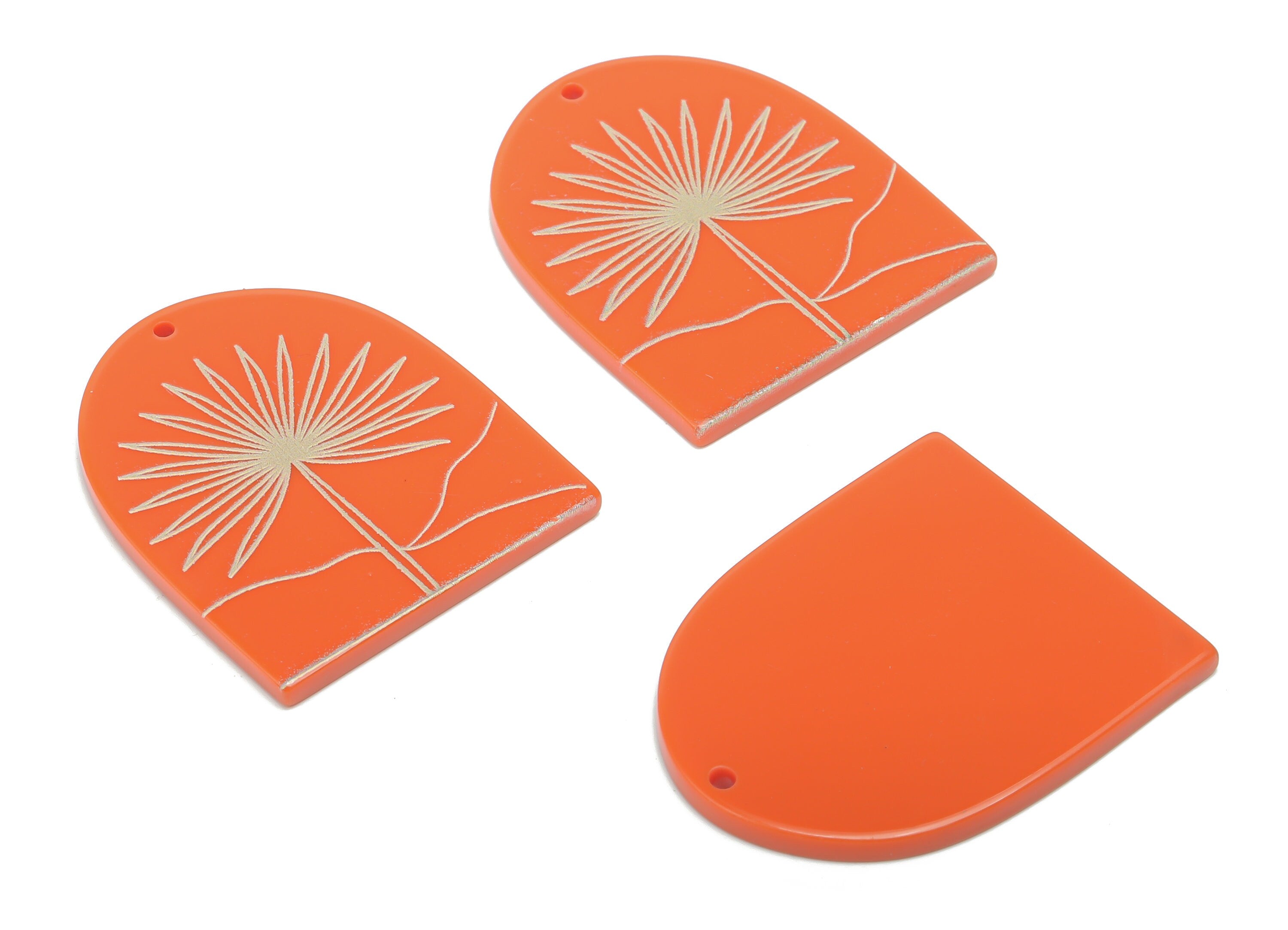 Acrylic Domed Lupin Earring Charms - Acrylic D Flower Pendant - Jewelry Supplies - Color Code: A808 - 37.66x30.82x2.54mm - AC2402-A808 - DOMEDBAZAAR