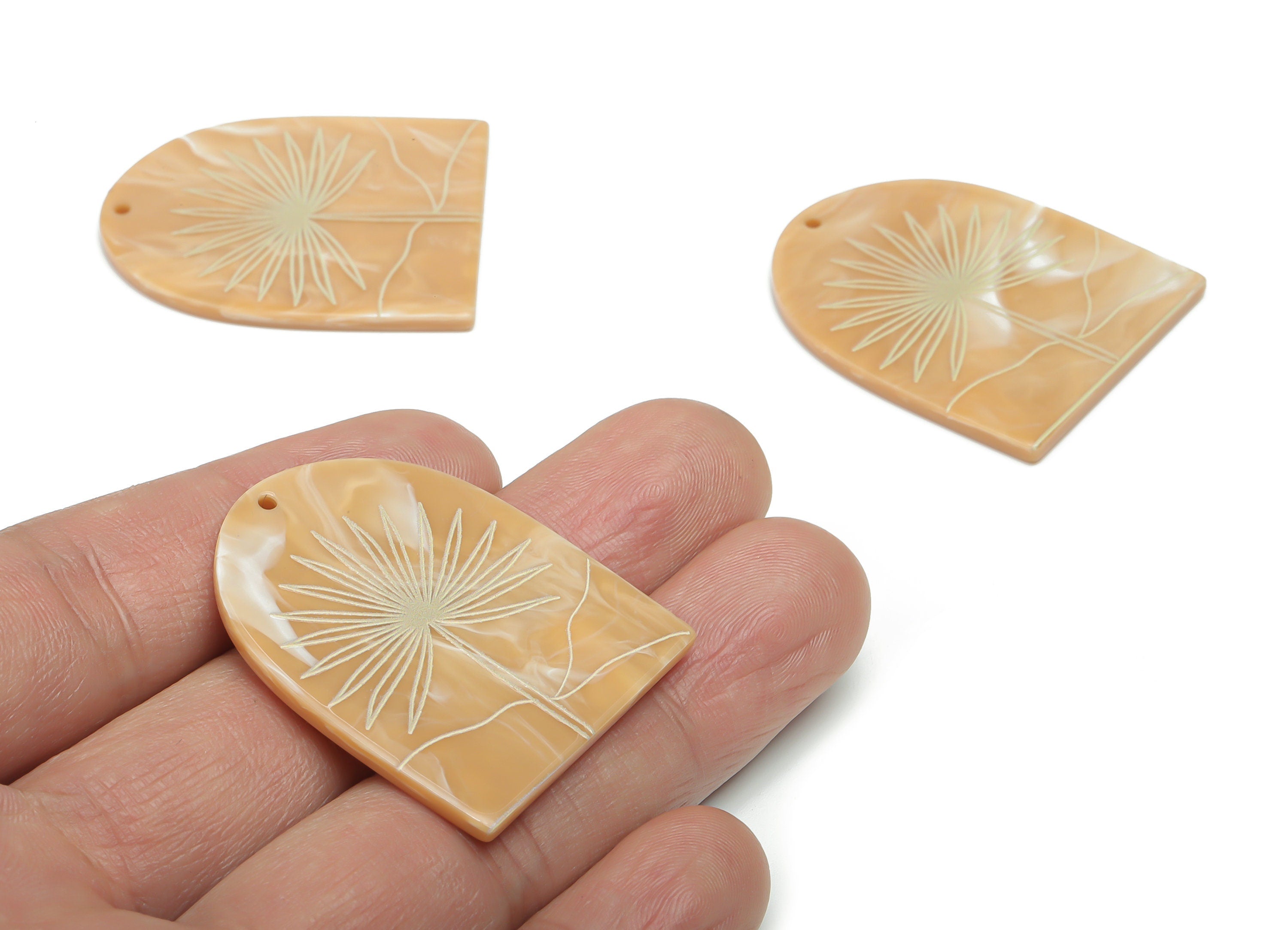 Acrylic Domed Lupin Earring Charms - Acrylic D Flower Pendant - Jewelry Supplies - Color Code: A809 - 37.68x30.73x2.33mm - AC2402-A809 - DOMEDBAZAAR