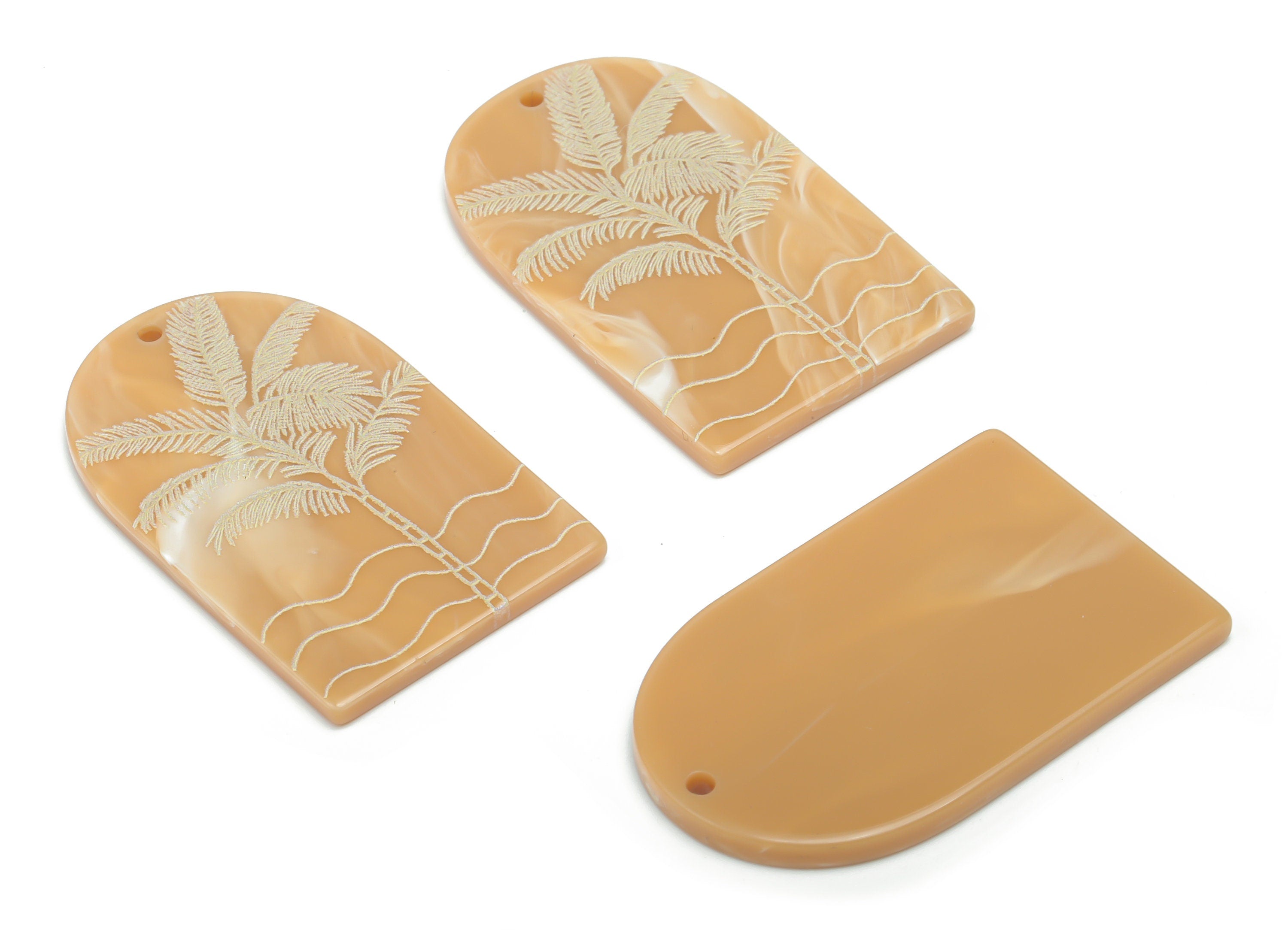 Acrylic Domed Tree Earring Charms - Acrylic D Waves Palm Tree Pendant - Jewelry Supplies - Color Code: A809 - 37.74x23.1x2.5mm - AC2409-A809 - DOMEDBAZAAR