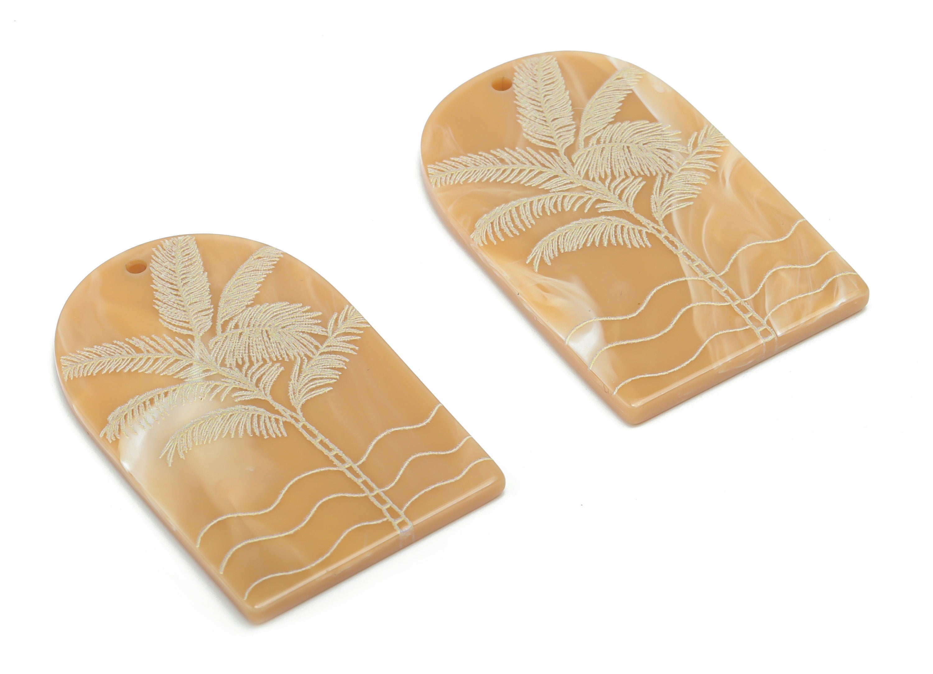 Acrylic Domed Tree Earring Charms - Acrylic D Waves Palm Tree Pendant - Jewelry Supplies - Color Code: A809 - 37.74x23.1x2.5mm - AC2409-A809 - DOMEDBAZAAR