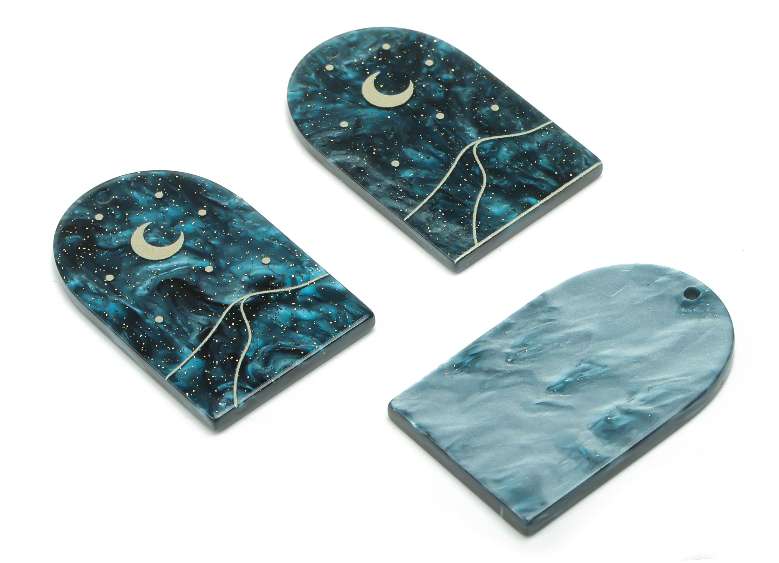 Acrylic Domed Crescent Earring Charms - Acrylic D Star Mountain Pendant - 1001 Nights - Color Code: A811 - 37.77x23.15x2.74mm - AC2410-A811 - DOMEDBAZAAR