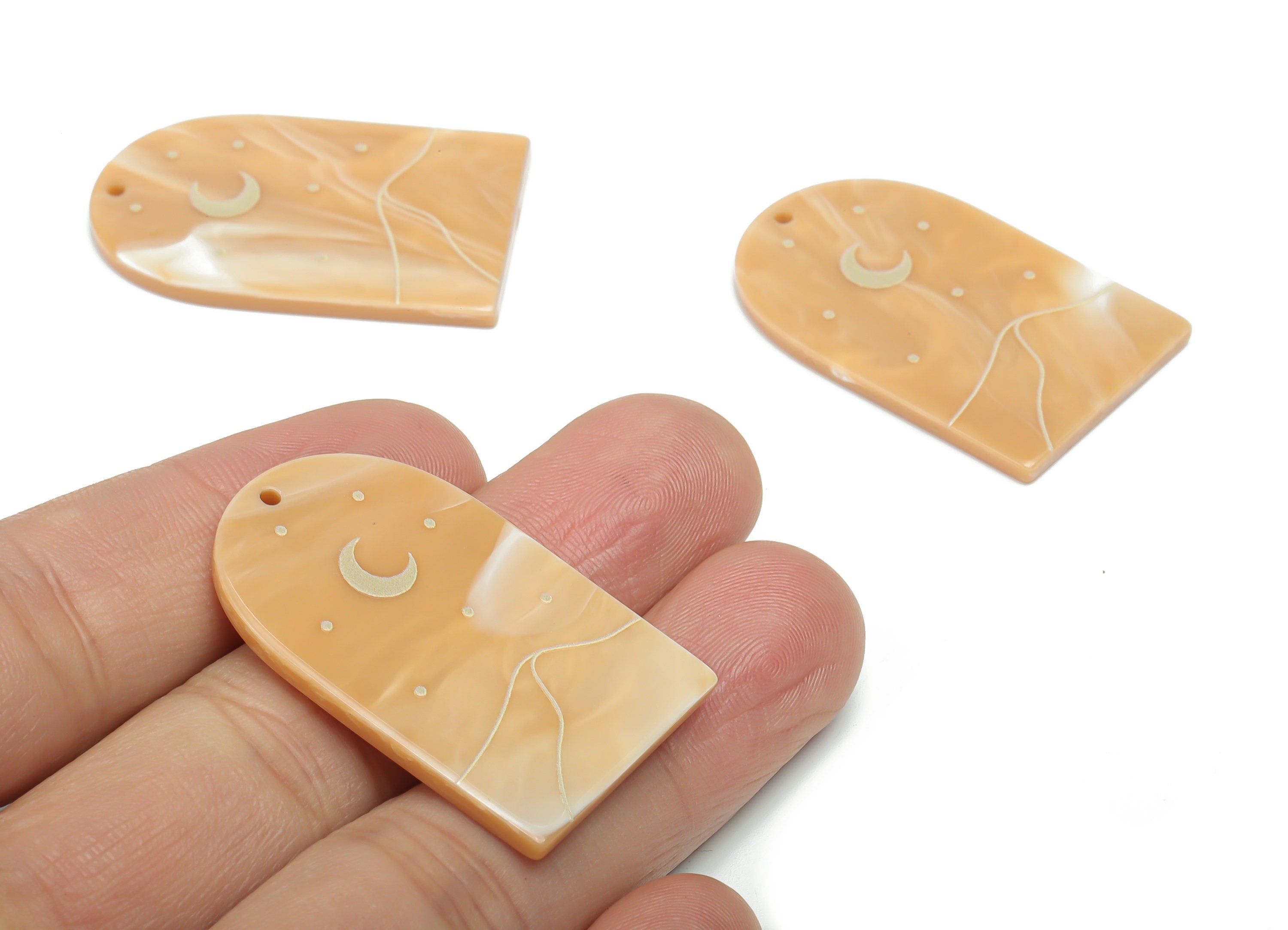 Acrylic Domed Crescent Charms - Acrylic D Mountain Star Pendant - Jewelry Supplies - Color Code: A809 - 37.85x23.51x2.52mm - AC2410-A809 - DOMEDBAZAAR