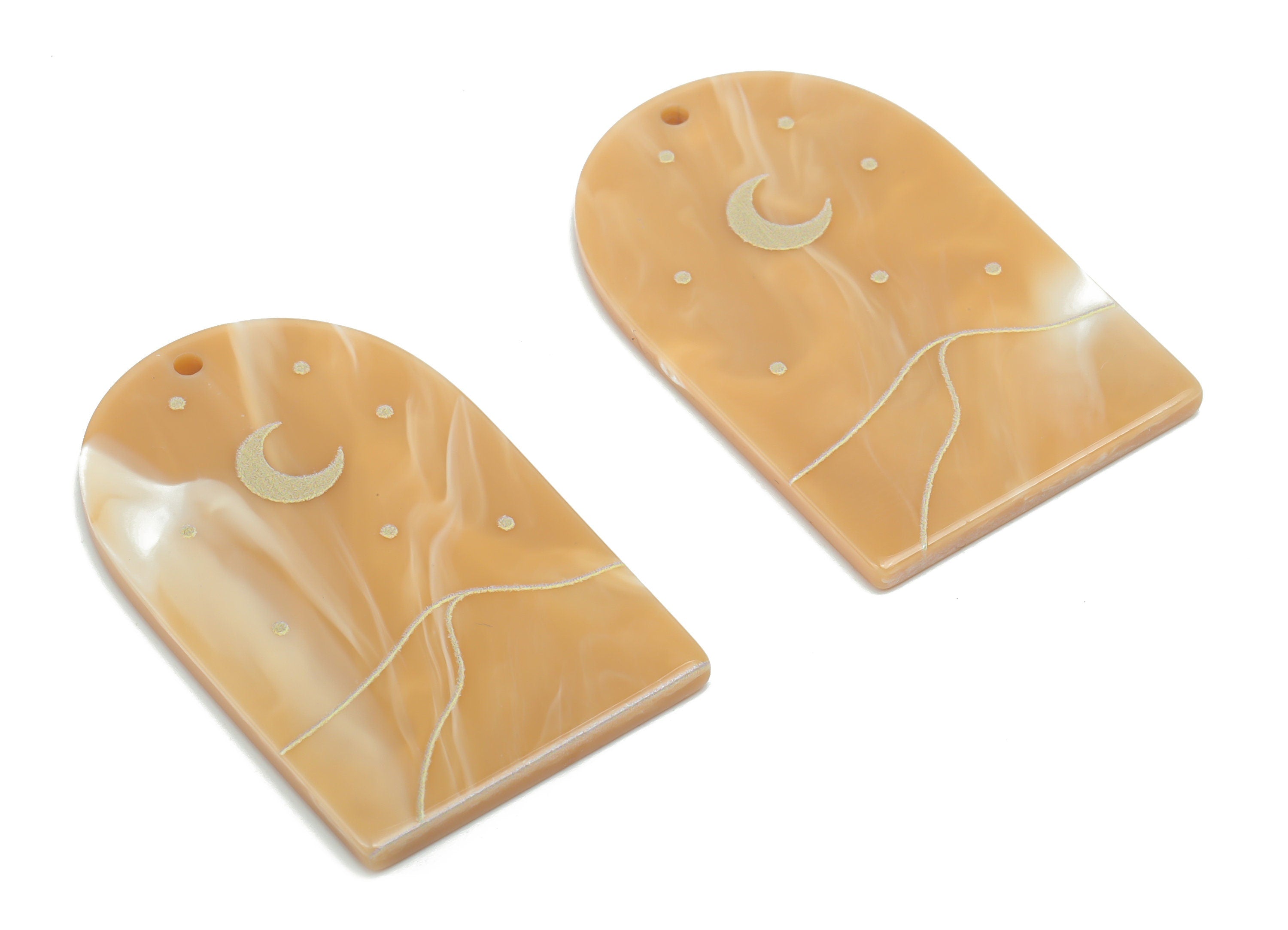 Acrylic Domed Crescent Charms - Acrylic D Mountain Star Pendant - Jewelry Supplies - Color Code: A809 - 37.85x23.51x2.52mm - AC2410-A809 - DOMEDBAZAAR