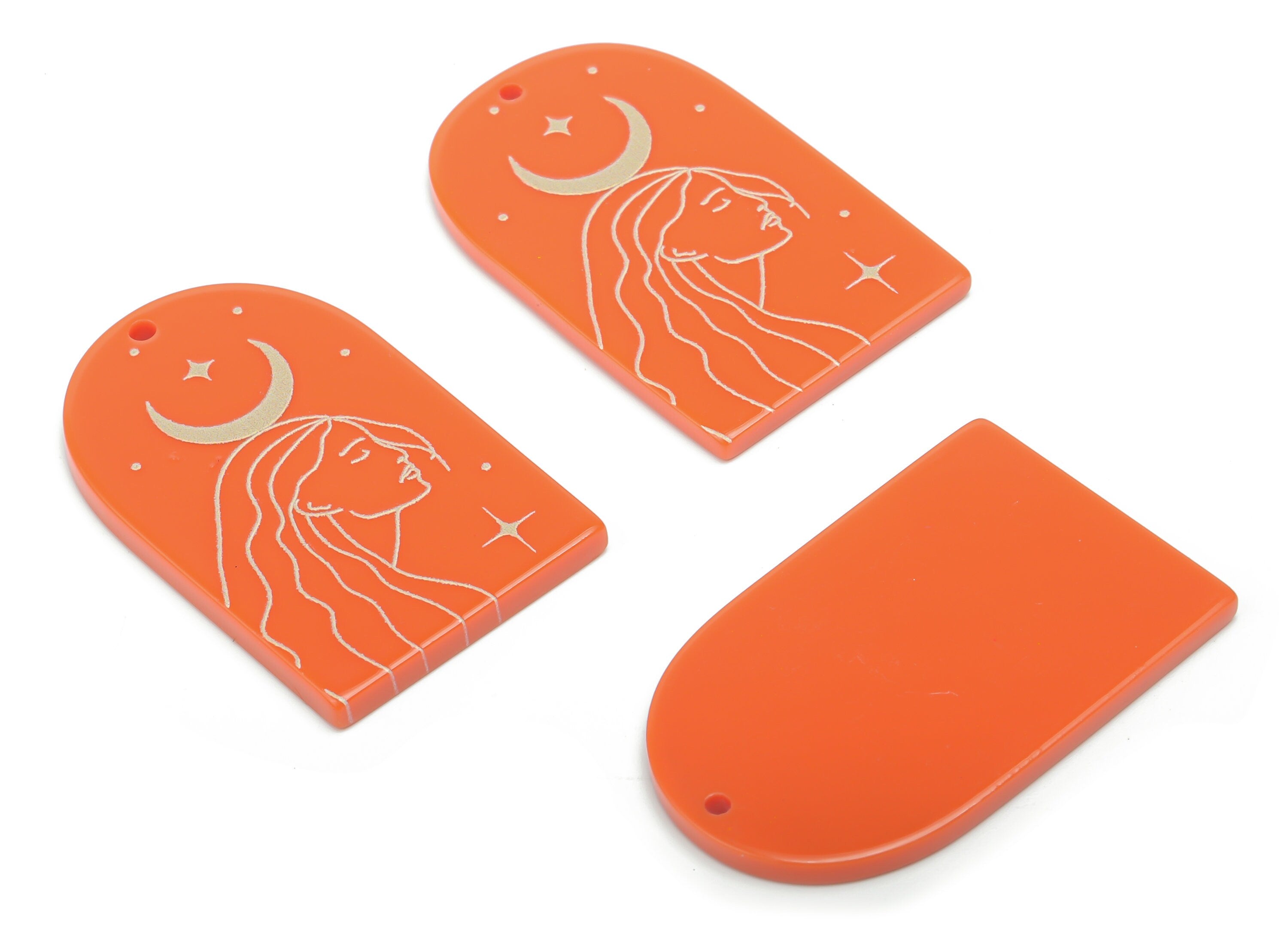 Acrylic Domed Planet Crescent Charms - Acrylic D Woman Moon Pendant - Jewelry Supplies - Color Code: A808 - 37.71x25.21x2.47mm - AC2407-A808 - DOMEDBAZAAR