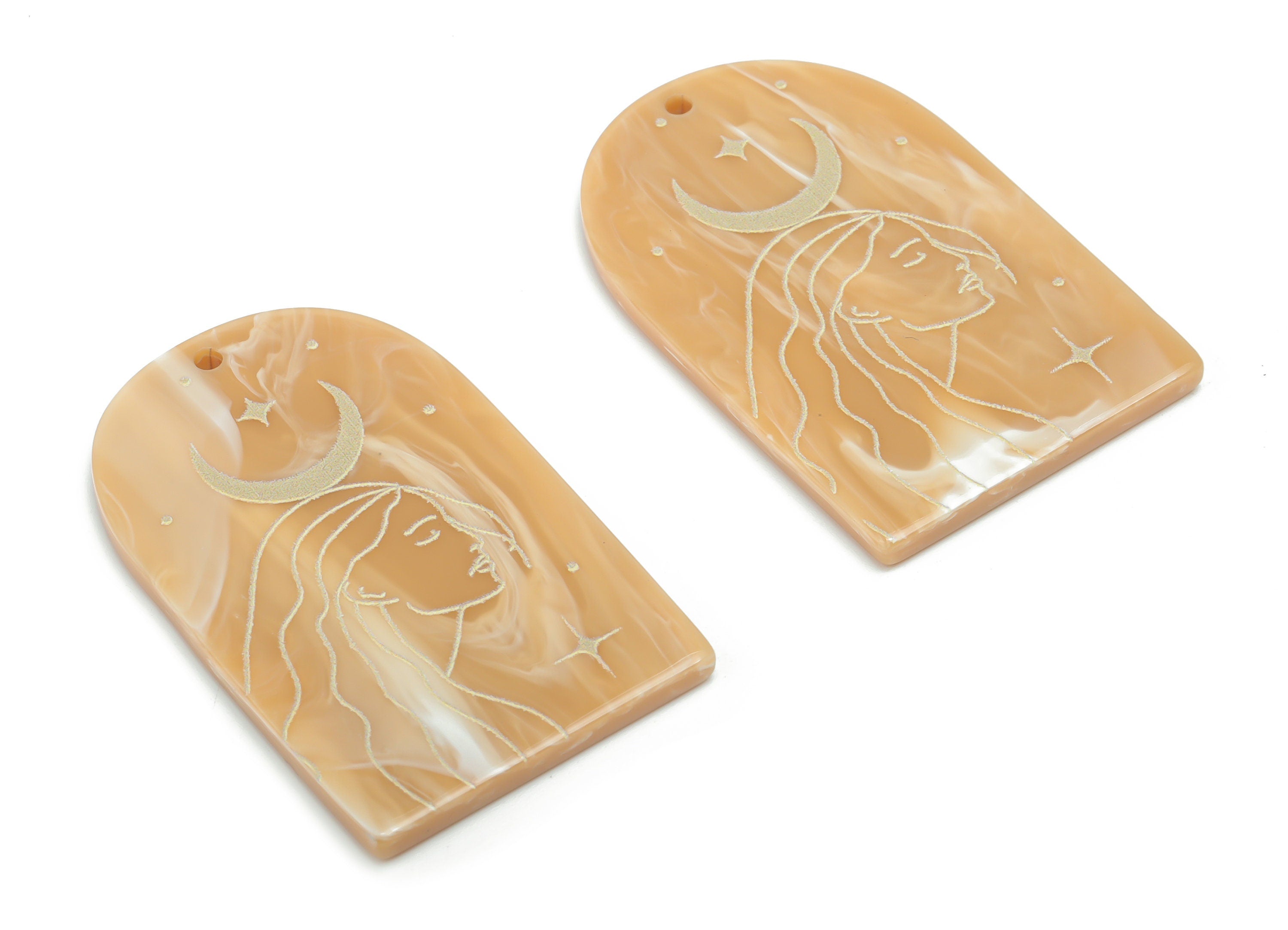 Acrylic Domed Crescent Planet Charms - Acrylic D Woman Moon Pendant - Jewelry Supplies - Color Code: A809 - 37.75x23.43x2.45mm - AC2407-A809 - DOMEDBAZAAR