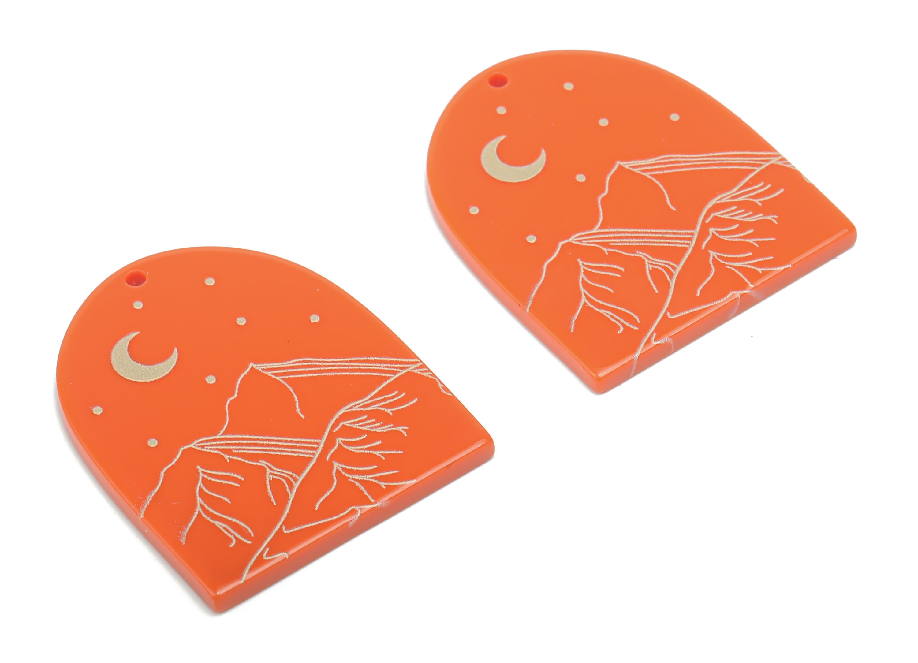 Acrylic Domed Moon Charms - Acrylic D Mountain Landscape Pendant - Jewelry Supplies - Color Code: A808 - 37.68x23.39x2.42mm - AC2403-A808 - DOMEDBAZAAR