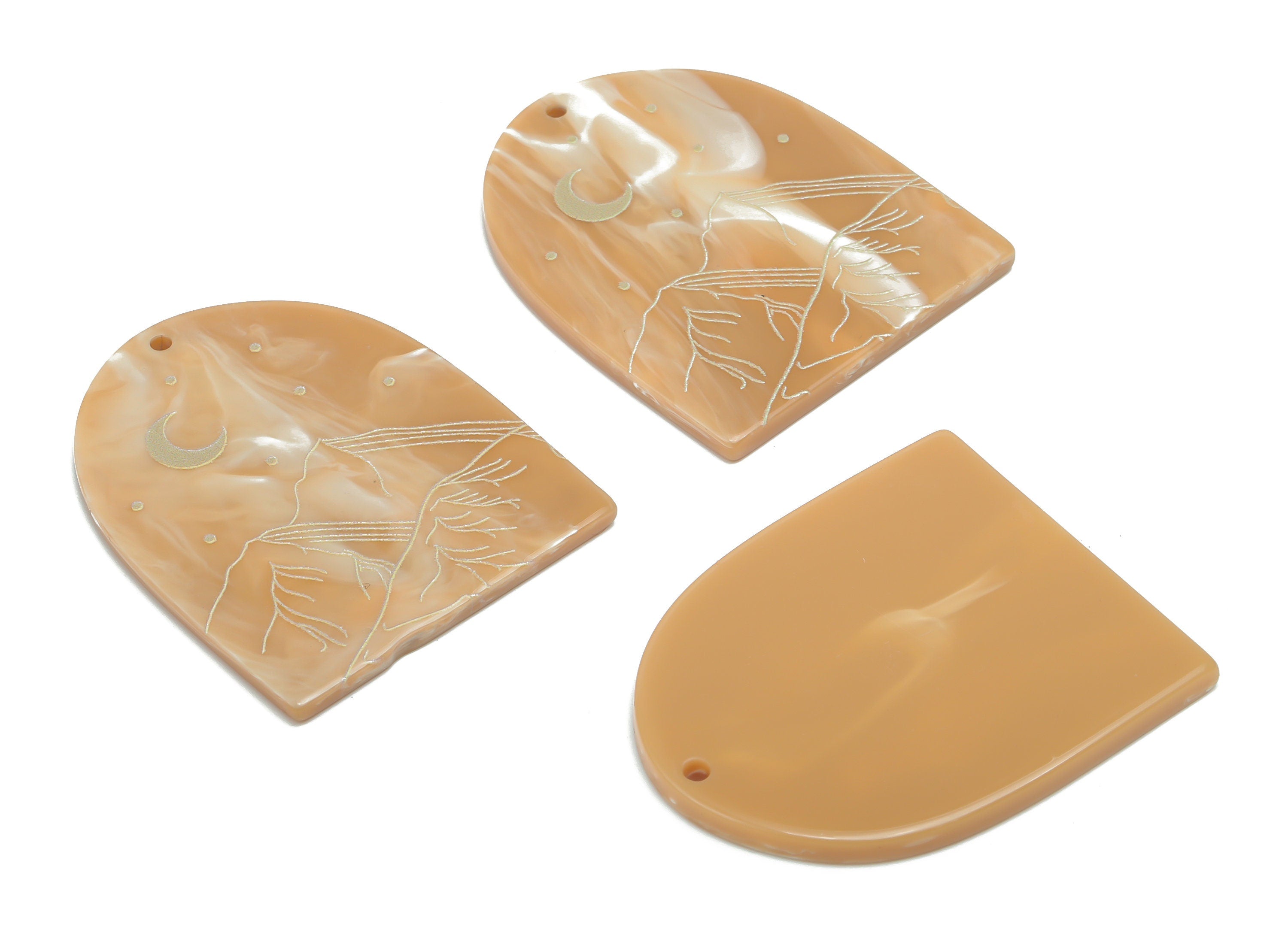 Acrylic Domed Moon Charms - Acrylic D Mountain Landscape Pendant - Jewelry Supplies - Color Code: A809 - 37.76x30.88x2.42mm - AC2403-A809 - DOMEDBAZAAR