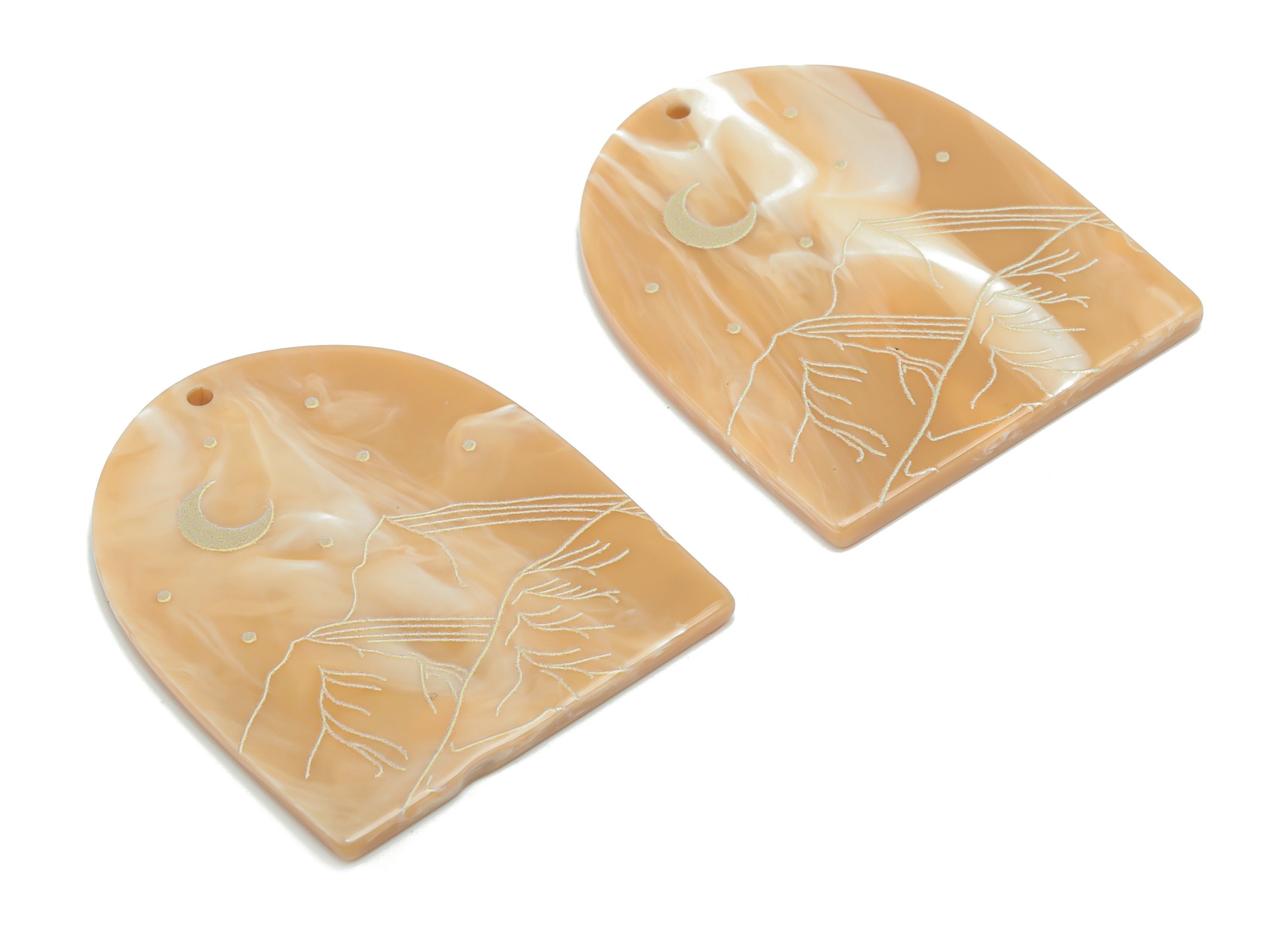 Acrylic Domed Moon Charms - Acrylic D Mountain Landscape Pendant - Jewelry Supplies - Color Code: A809 - 37.76x30.88x2.42mm - AC2403-A809 - DOMEDBAZAAR