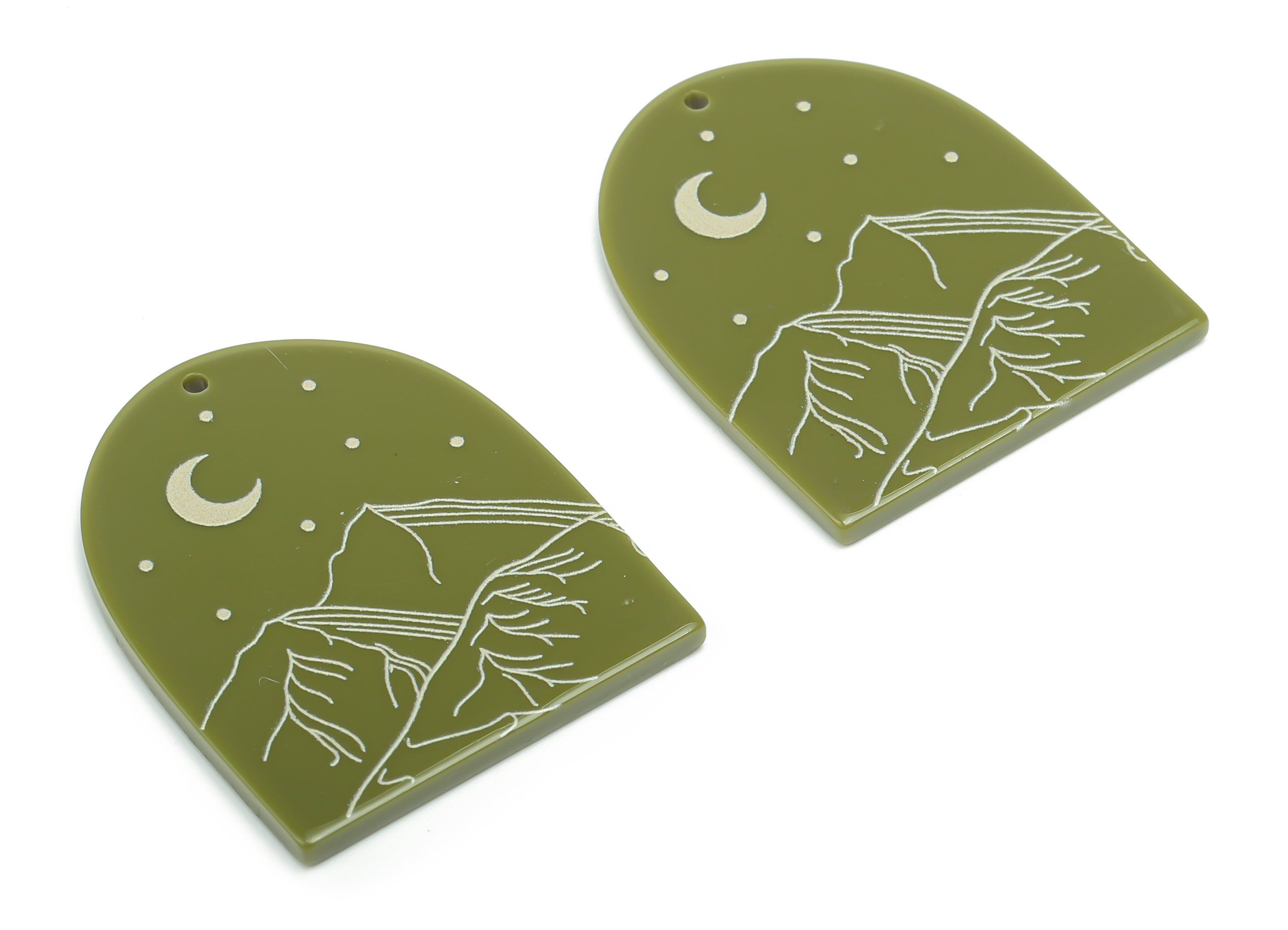 Acrylic Domed Moon Charms - Acrylic D Landscape Mountain Pendant - Jewelry Supplies - Color Code: A810 - 37.8x30.83mx2.27mm - AC2403-A810 - DOMEDBAZAAR