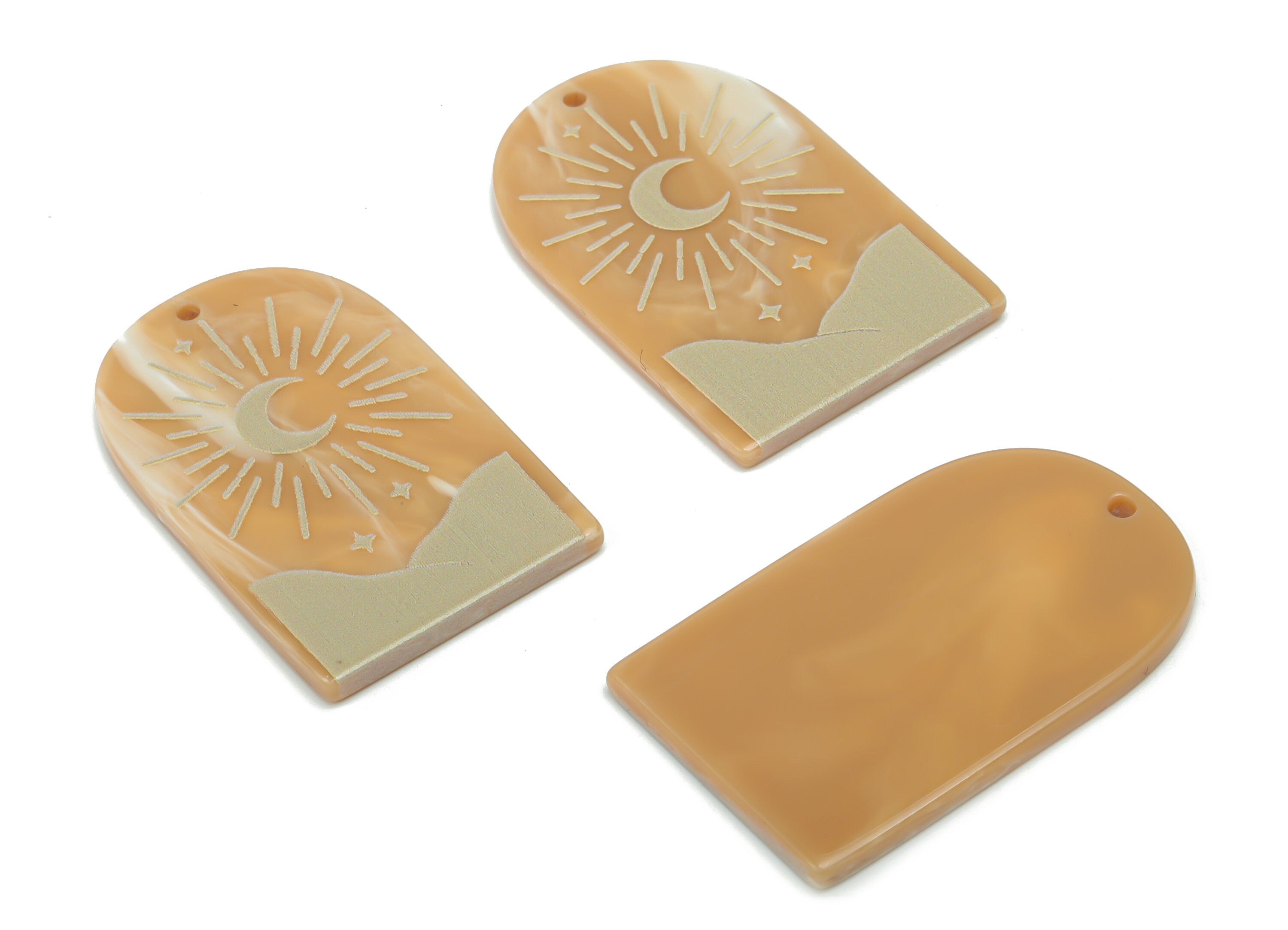 Acrylic Domed Planet Moon Star Earring Charms - Acrylic D Sun Mountain Crescent Pendant - Color Code: A809 - 37.82x23.53x2.4mm - AC2405-A809 - DOMEDBAZAAR