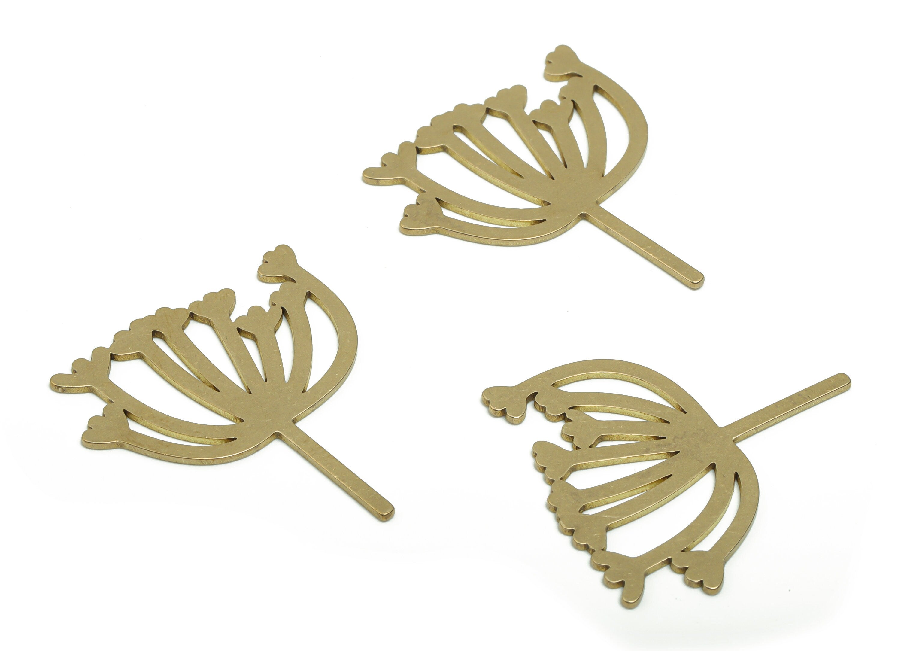 Brass Lotus Earring Charms - Raw Brass Flower Pendant - Jewelry Making Supplies - 29.76x27.66x0.75mm - PPA0724 - DOMEDBAZAAR