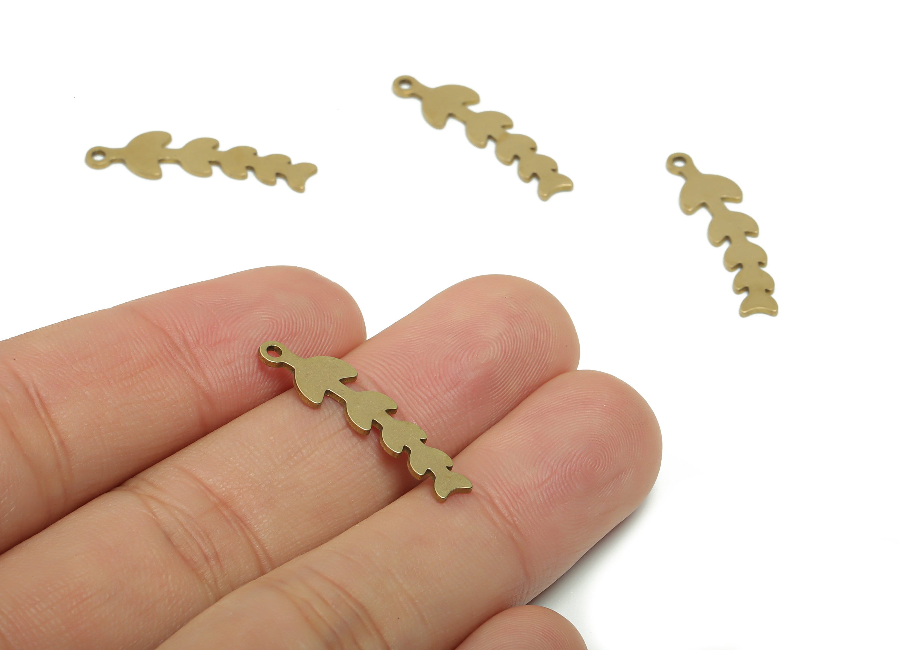 Personalized Stamping Blank - Brass Hearts Branch Charms - Raw Brass Branch Hearts Pendant - Jewelry Supplies - 26.64x7.29x0.74mm - PPA0551 - DOMEDBAZAAR