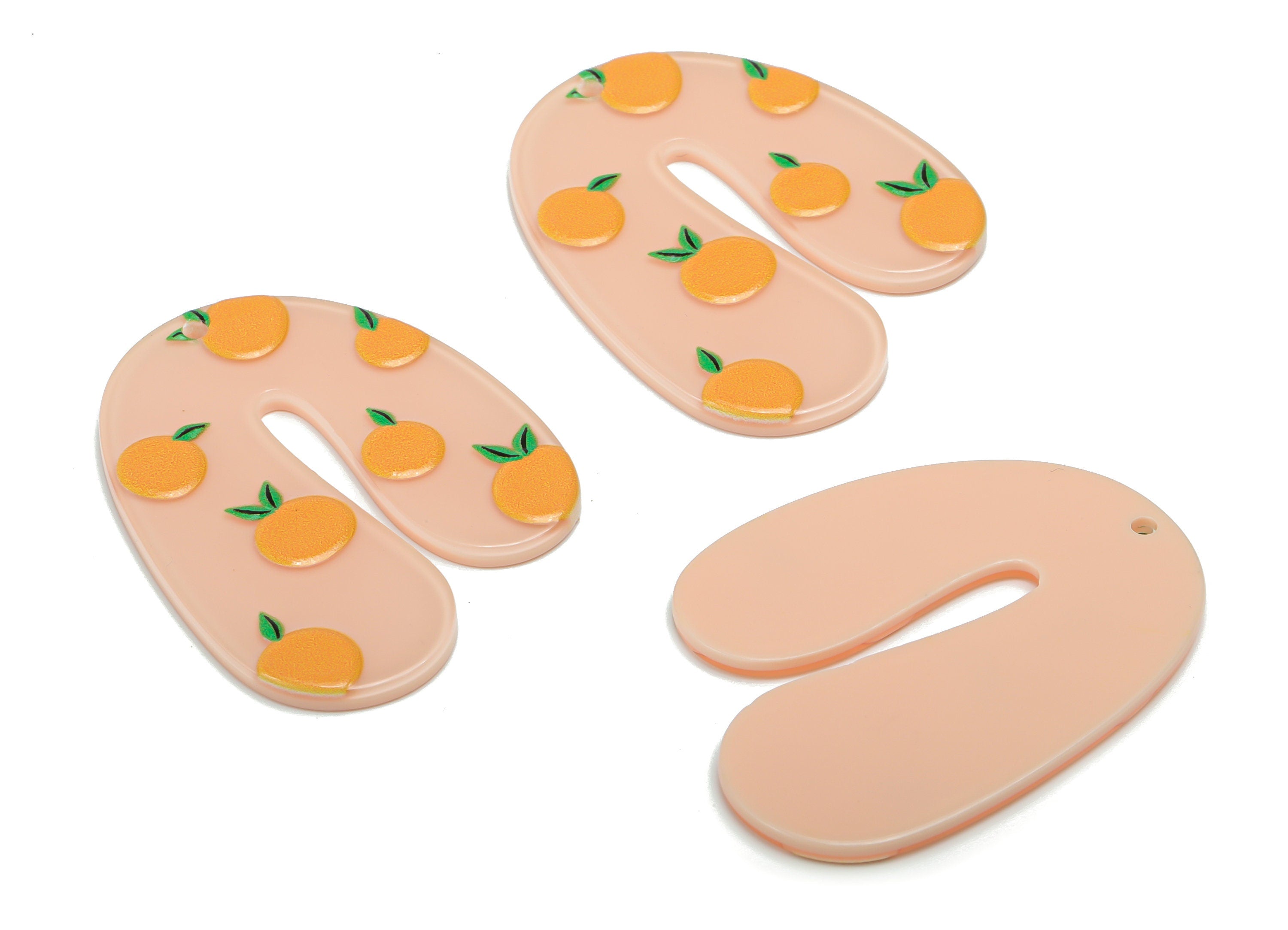 Acrylic U Orange Earring Charms - Acrylic U Pendant - Earring Finding - Jewelry Supplies - 45.5x36.42x1.97mm - AC2088A - DOMEDBAZAAR