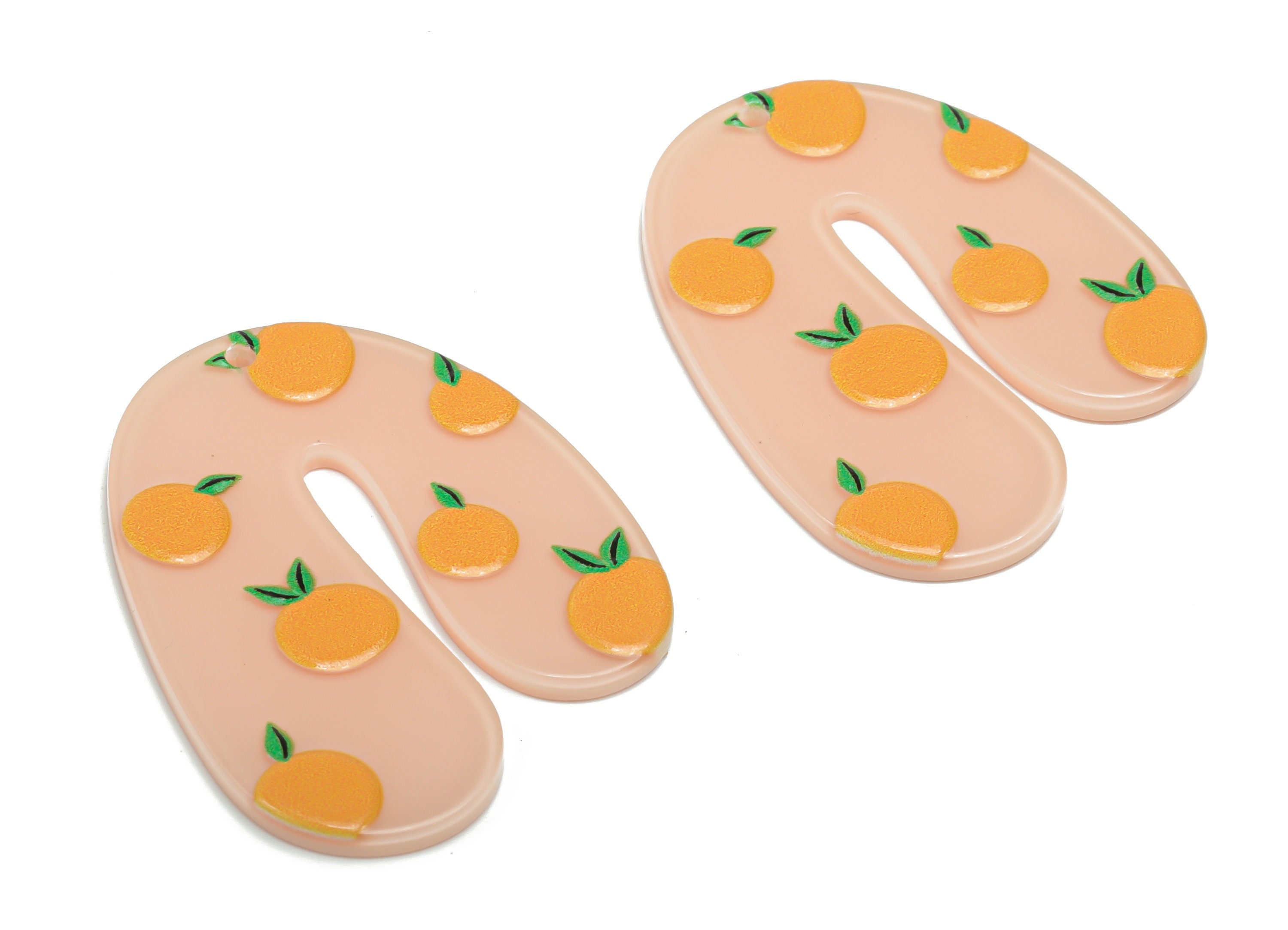 Acrylic U Orange Earring Charms - Acrylic U Pendant - Earring Finding - Jewelry Supplies - 45.5x36.42x1.97mm - AC2088A - DOMEDBAZAAR