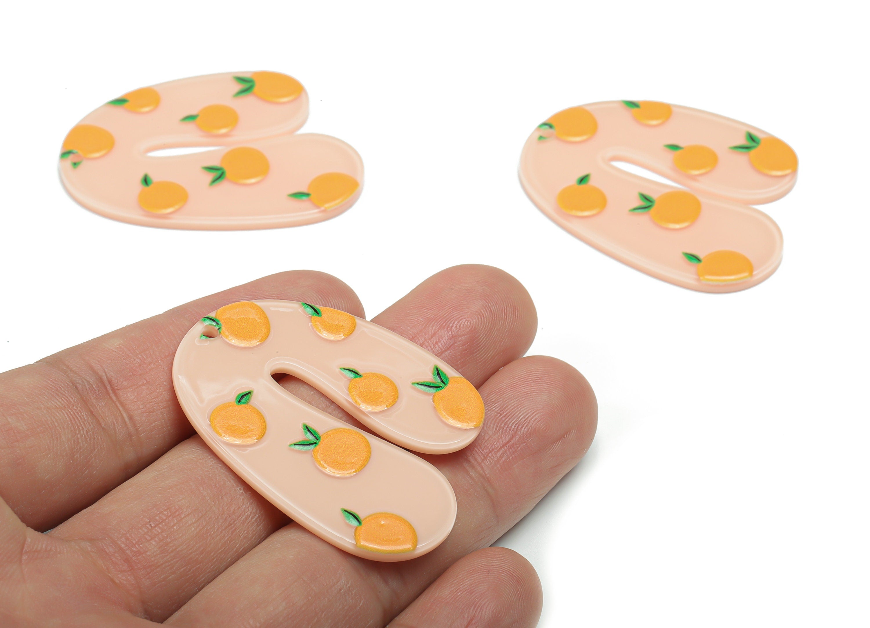 Acrylic U Orange Earring Charms - Acrylic U Pendant - Earring Finding - Jewelry Supplies - 45.5x36.42x1.97mm - AC2088A - DOMEDBAZAAR