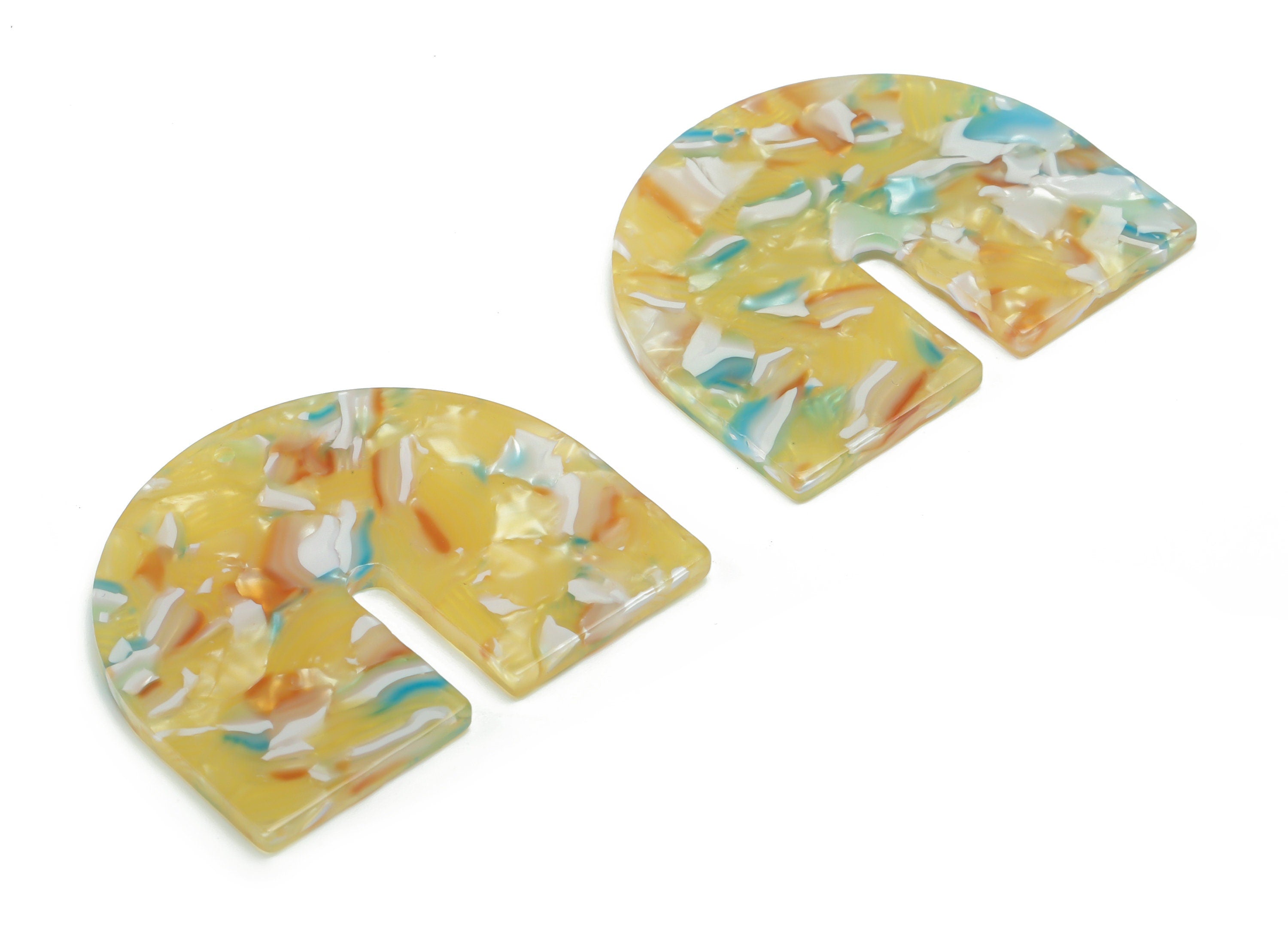 PVC Domed U Earring Charms - PVC Geometry Half Oval Pendant - Jewelry Making Supplies - Color Code: A814 - 36.77x30.27x2.4mm - AC2391-A814 - DOMEDBAZAAR