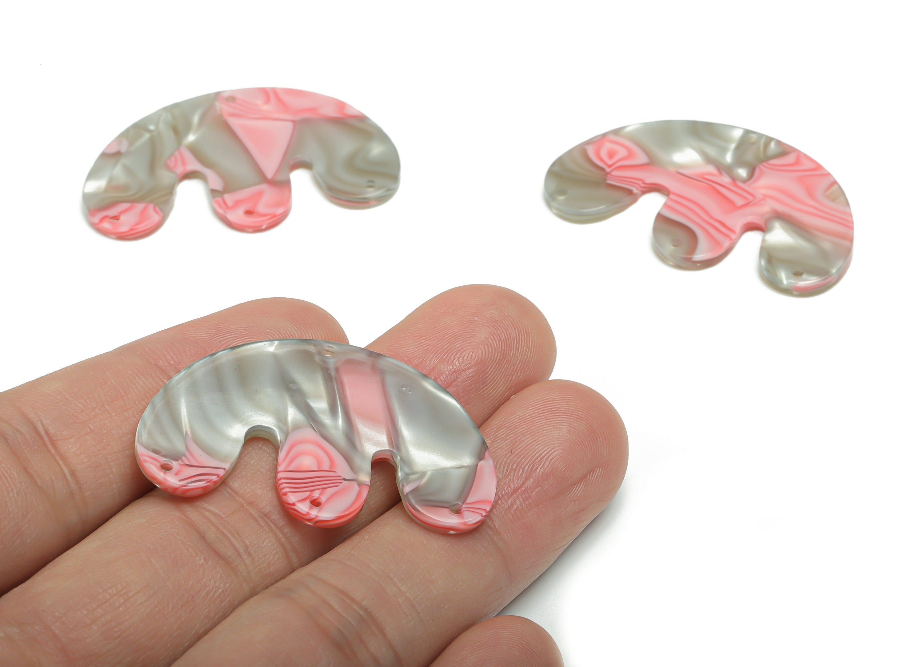 PVC Jellyfish E Earring Connector - PVC Geometry Charms and Pendant - Jewelry Supplies - Color Code: A815 - 39.91x24.87x2.25mm - AC2418-A815 - DOMEDBAZAAR