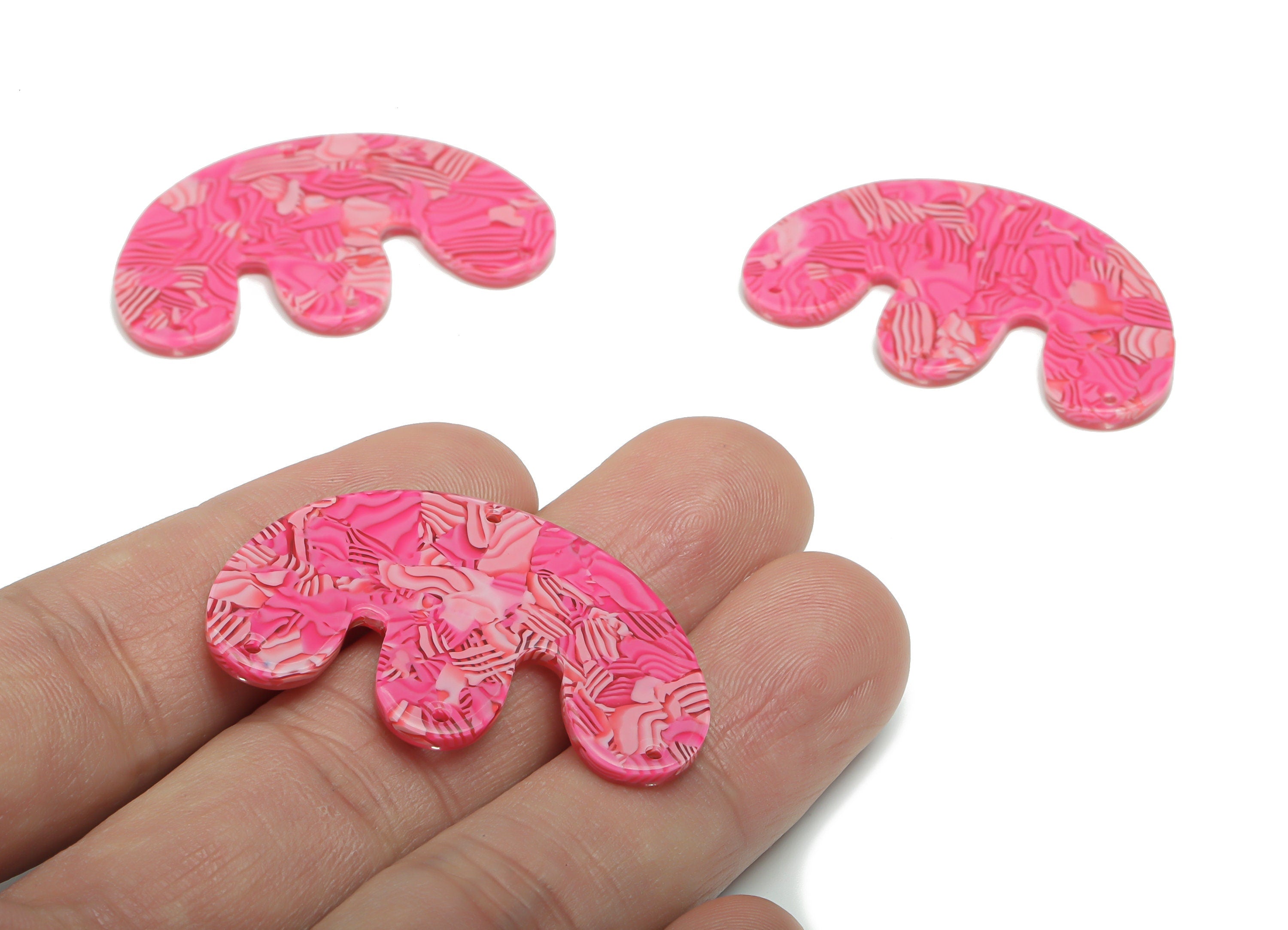 PVC Jellyfish E Earring Connector - PVC Geometry Charms and Pendant - Jewelry Supplies - Color Code: A820 - 39.95x24.87x2.29mm - AC2418-A820 - DOMEDBAZAAR