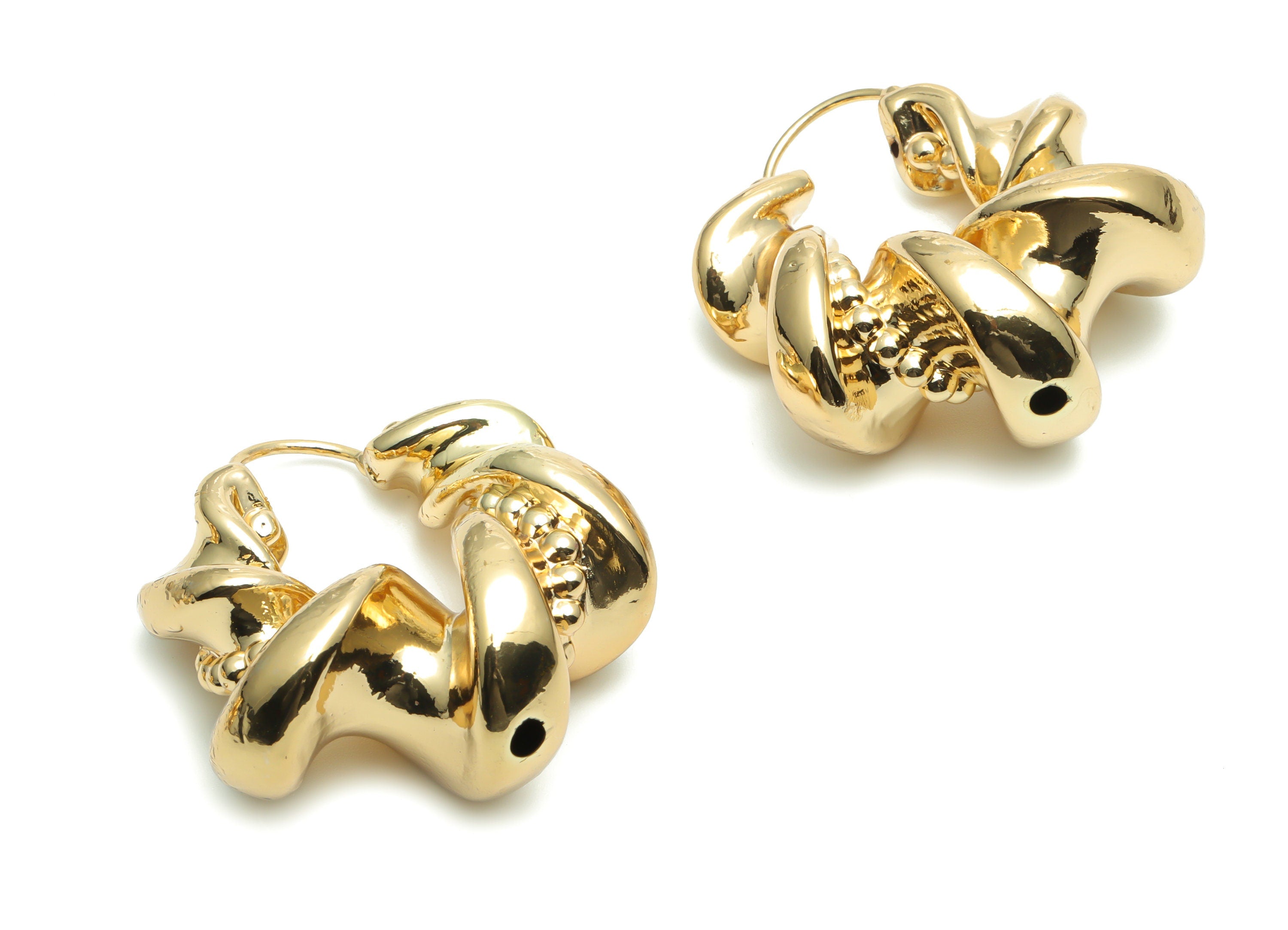 Brass Wave Earring Charms - Gold Wave Pendant - Gold Tone Plated Brass - Jewelry Making Supplies - 50.73x44.74x22.92mm - PP5071G - DOMEDBAZAAR